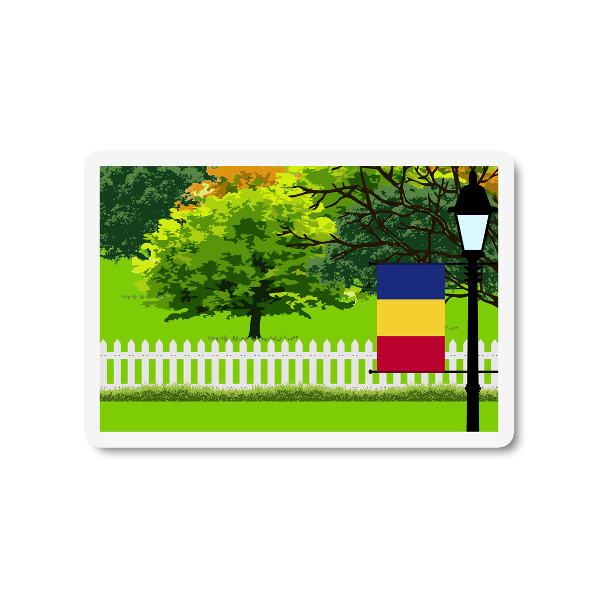 Romania Trees Street Lamp Fridge Magnet