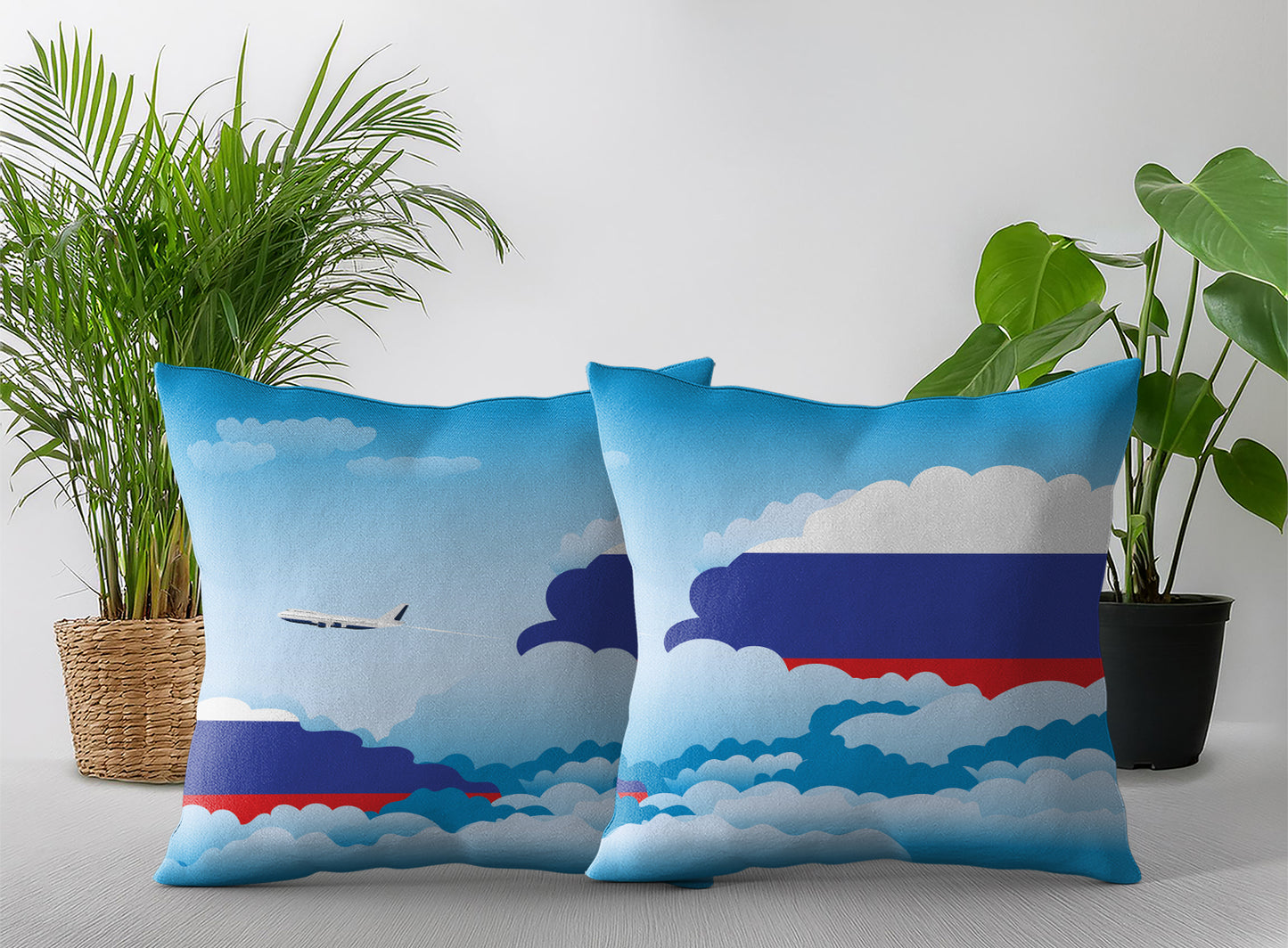 Russia Day Clouds Pillow Case and Pillow Throw