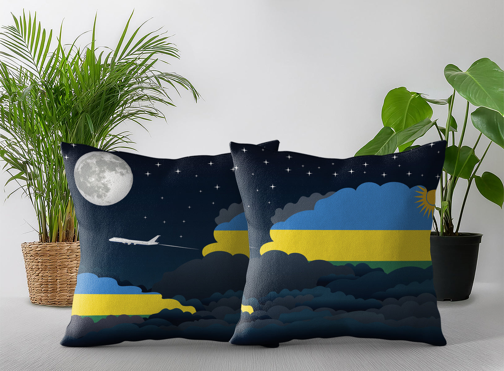 Rwanda Night Clouds Pillow Case and Pillow Throw
