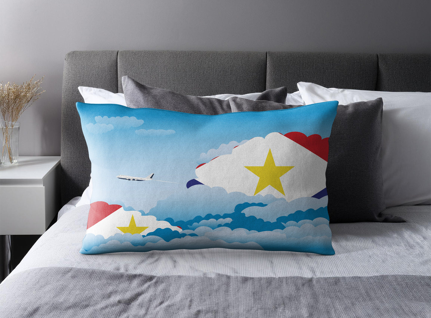 Saba Day Clouds Pillow Case and Pillow Throw