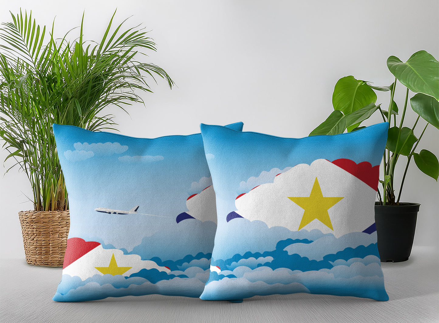 Saba Day Clouds Pillow Case and Pillow Throw