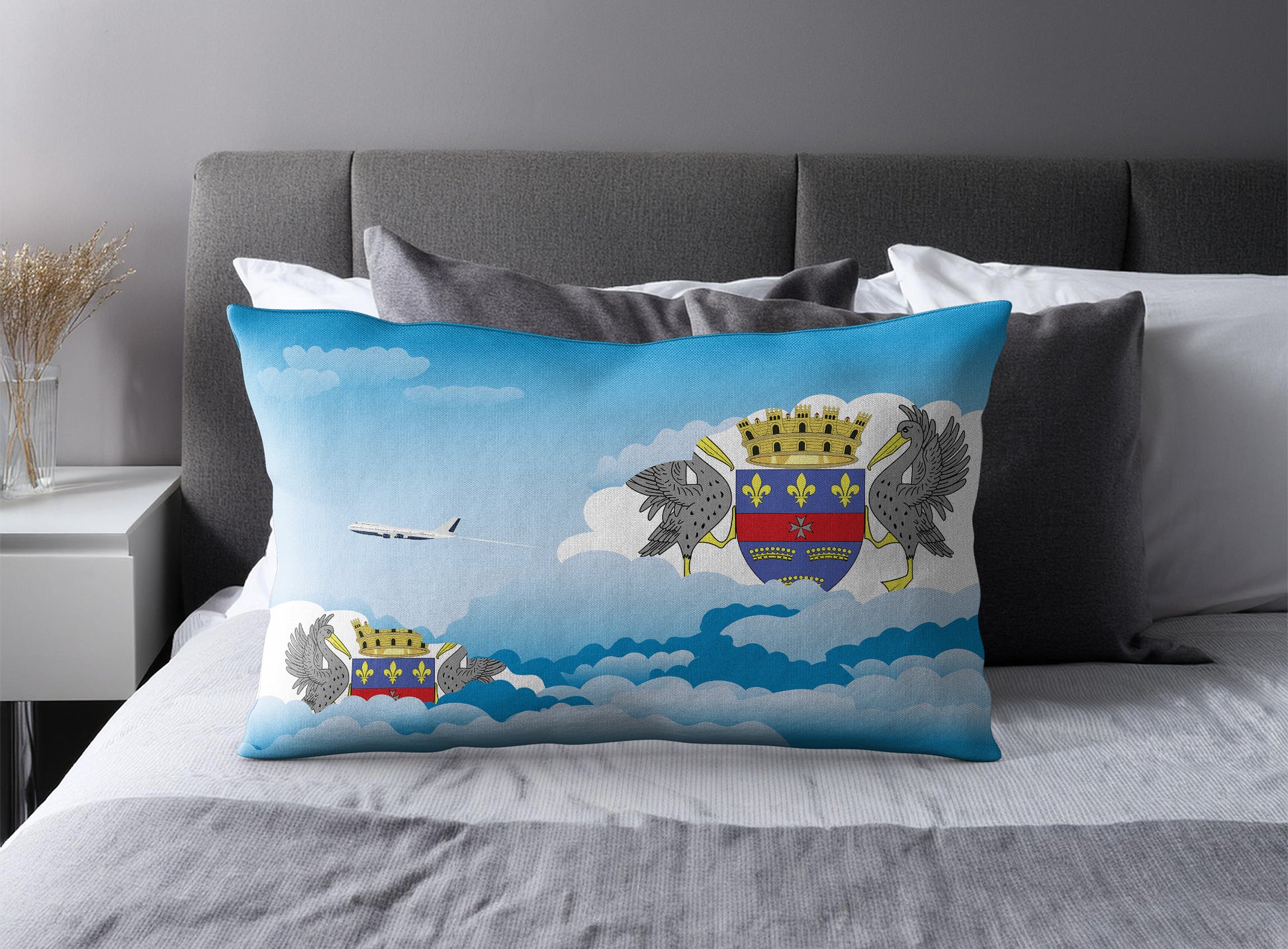 Saint Barthelemy World Airplane Day Clouds Square & Rectangle Pillow Cases | Aviation Decorative Pillow Covers