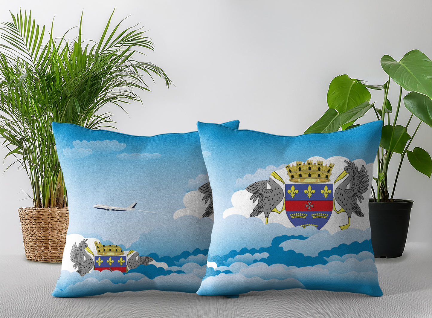 Saint Barthelemy World Airplane Day Clouds Square & Rectangle Pillow Cases | Aviation Decorative Pillow Covers