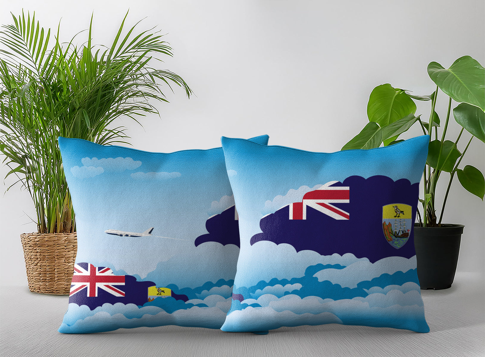 Saint Helena Day Clouds Pillow Case and Pillow Throw