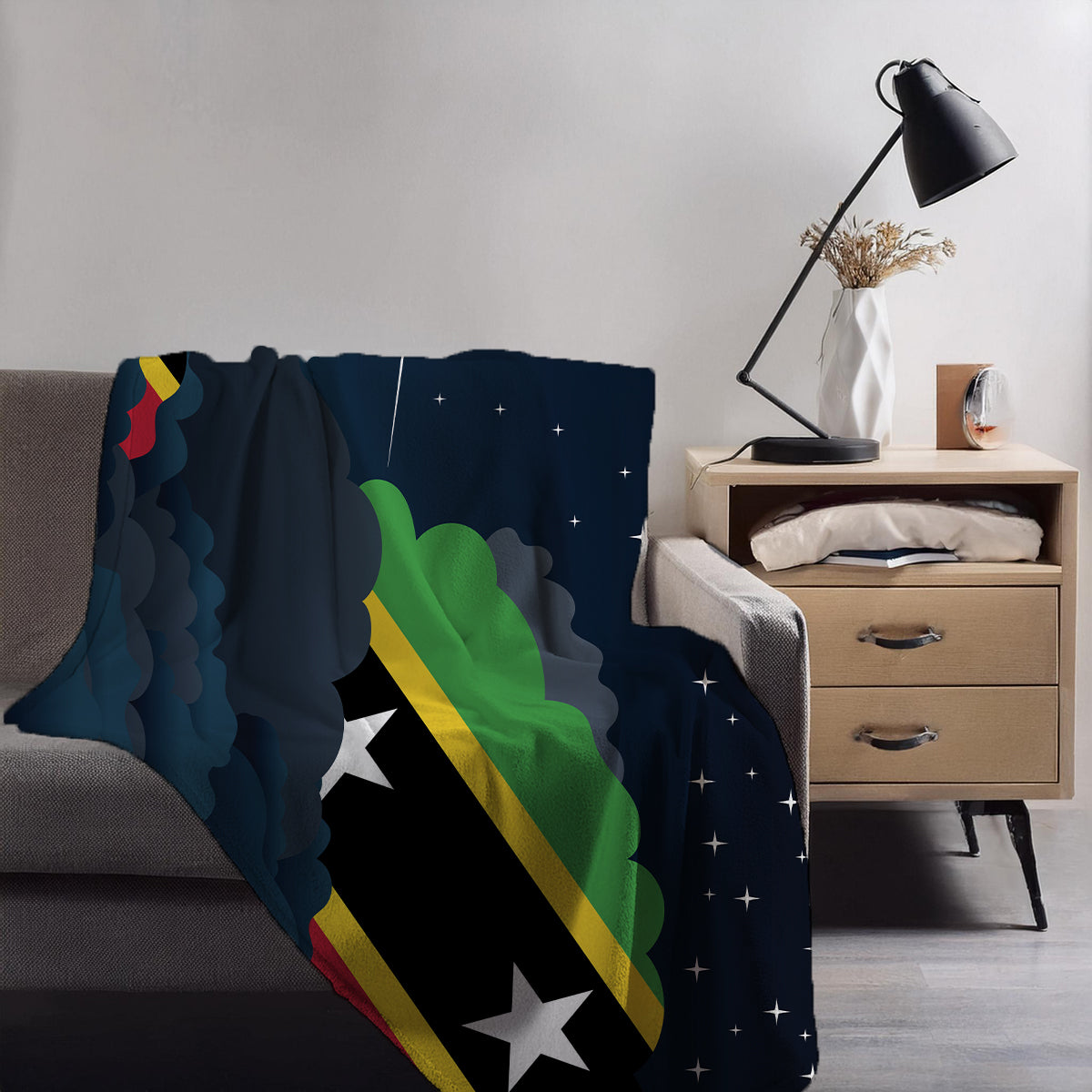 Saint Kitts Case and Nevis Night Clouds Blankets & Throws | Premium Soft Blankets | City Posters Plus