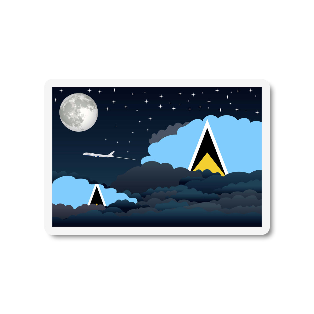 Saint Lucia Night Clouds Fridge Magnet
