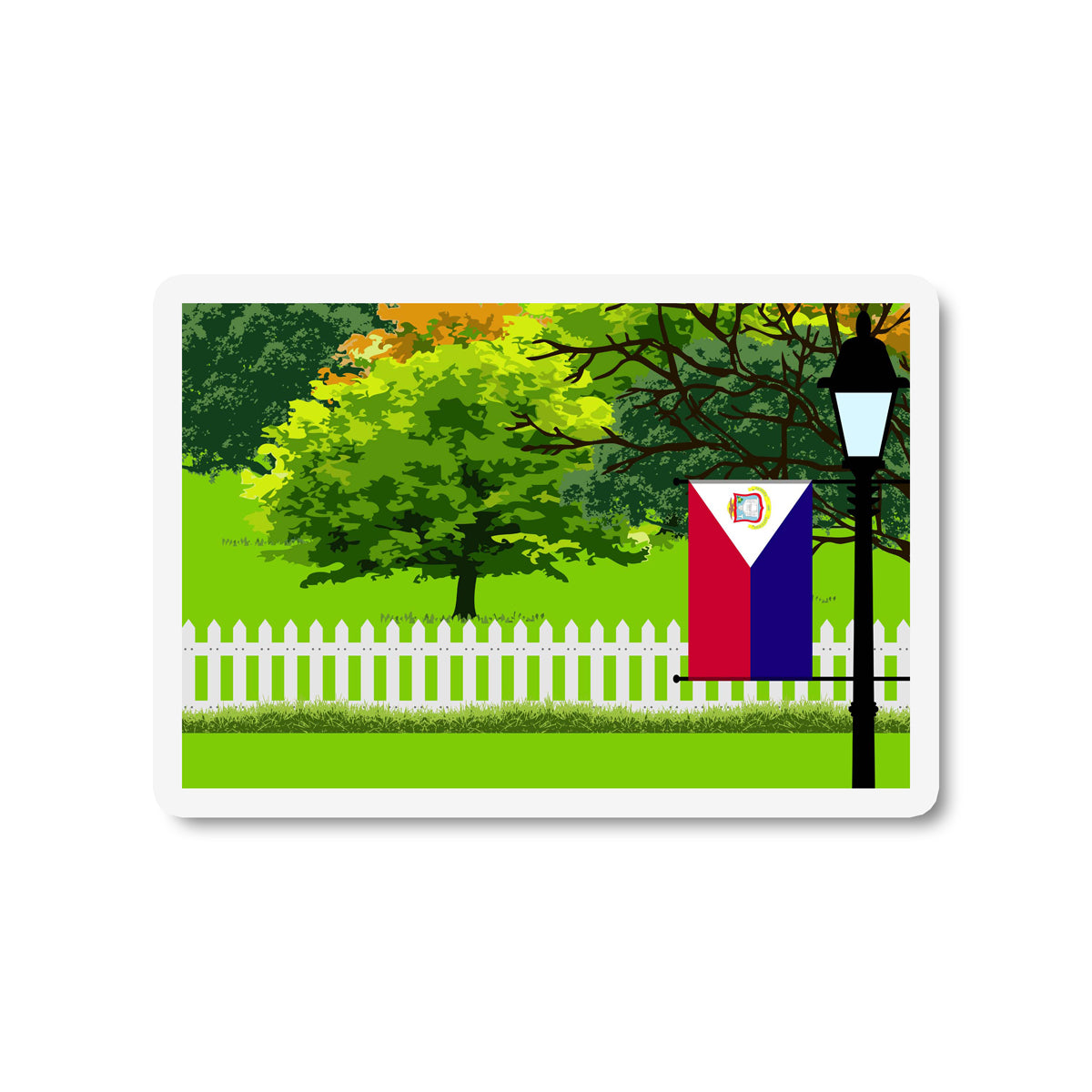 Saint Martin Trees Street Lamp Fridge Magnet