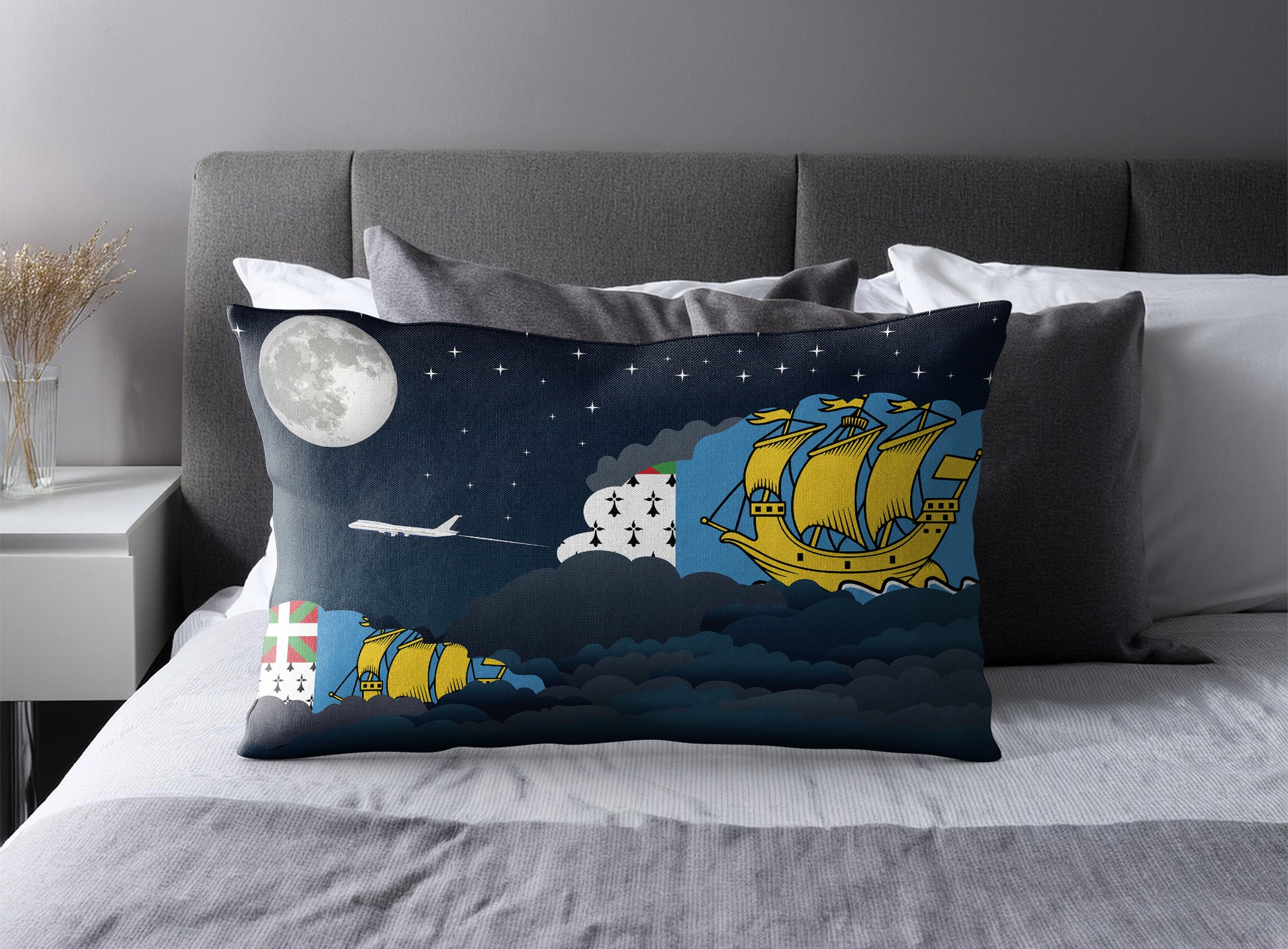 Saint Pierre Case and Miquelon Night Clouds Pillow Case and Pillow Throw