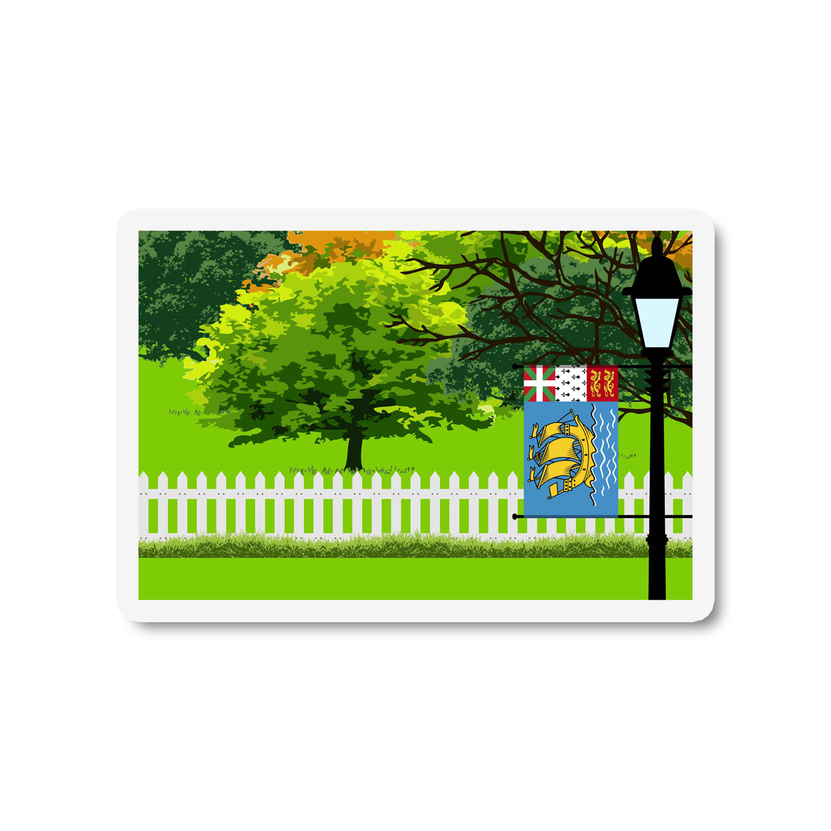 Saint Pierre and Miquelon Trees and Street Lamp Sticker