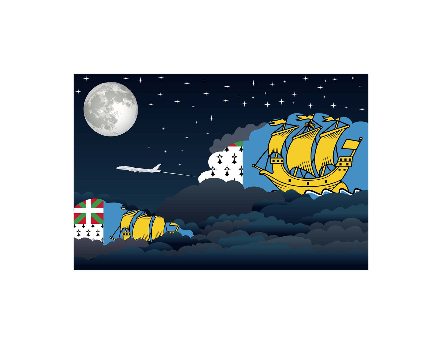 Saint Pierre Case and Miquelon Night Clouds Blankets & Throws | Premium Soft Blankets | City Posters Plus