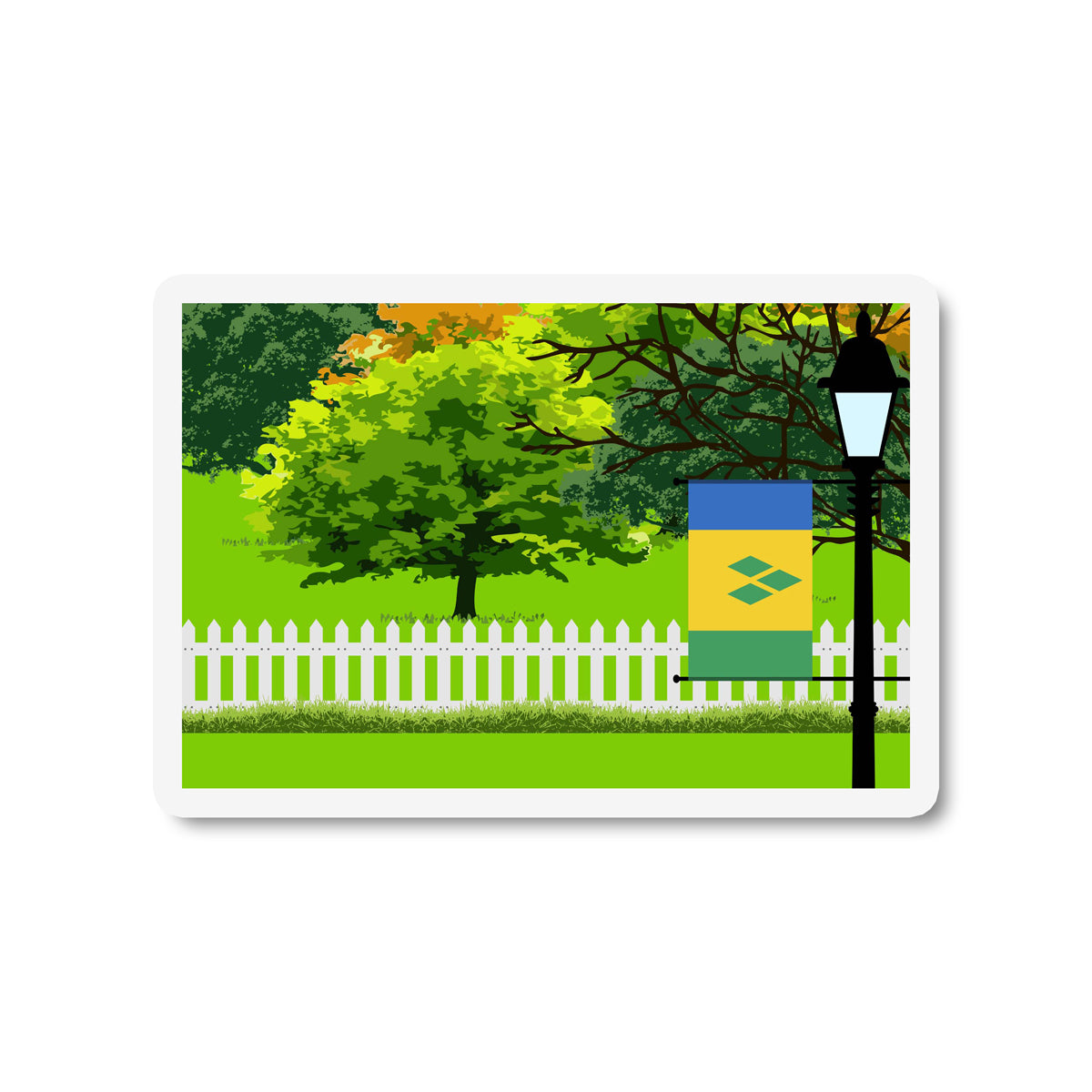 Saint Vincent the Grenadines Trees Street Lamp Fridge Magnet