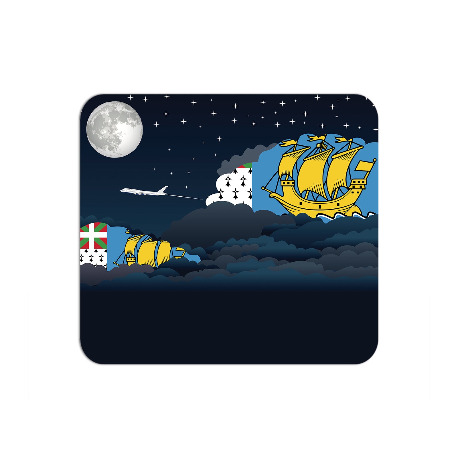 Saint Pierre and Miquelon Airplane Airport Flight Night Clouds Mousepad 