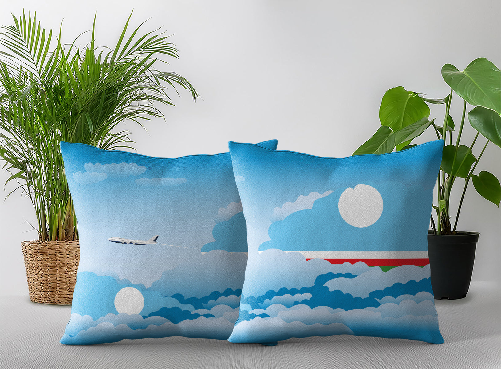 Sakha Republic World Airplane Day Clouds Square & Rectangle Pillow Cases | Aviation Decorative Pillow Covers