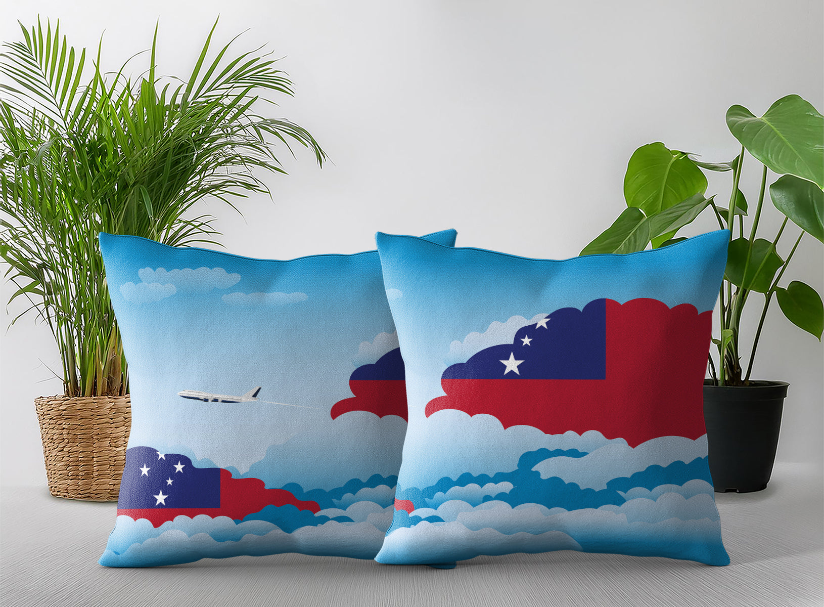 Samoa Day Clouds Pillow Case and Pillow Throw