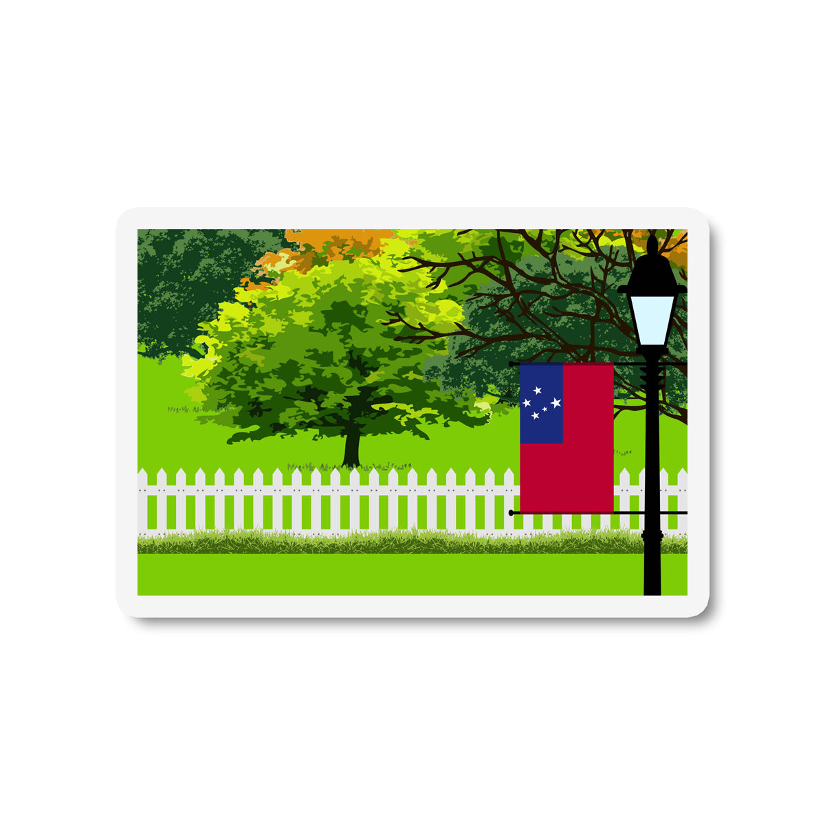 Samoa Trees and Street Lamp Sticker