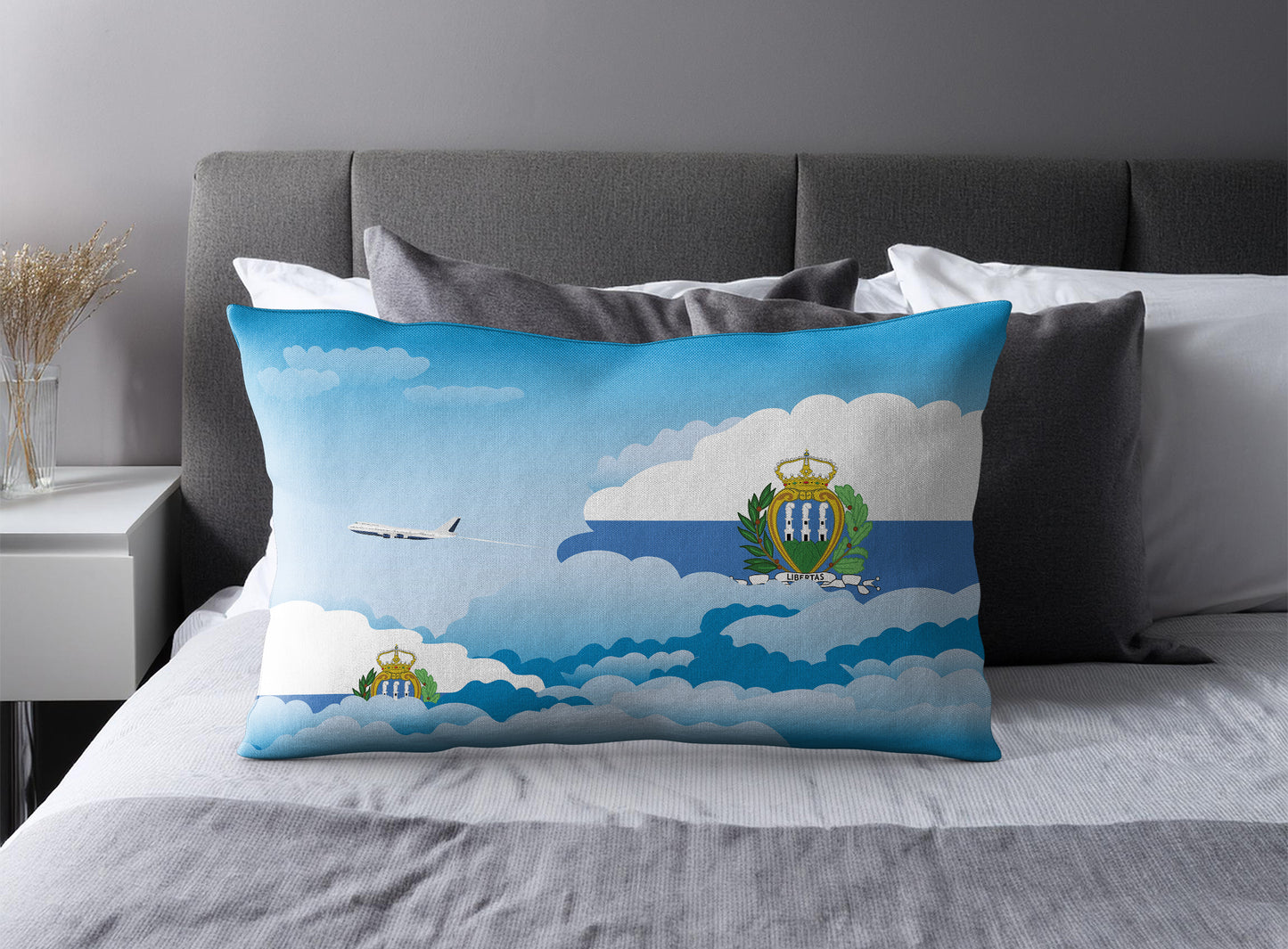 San Marino World Airplane Day Clouds Square & Rectangle Pillow Cases | Aviation Decorative Pillow Covers
