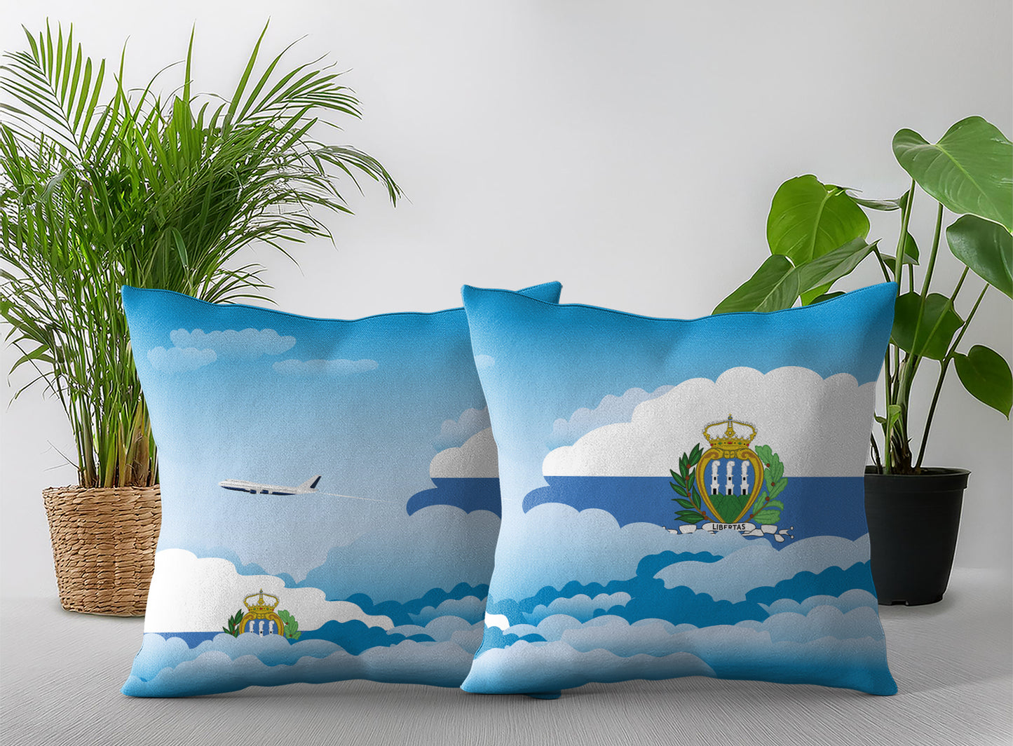 San Marino Day Clouds Pillow Case and Pillow Throw