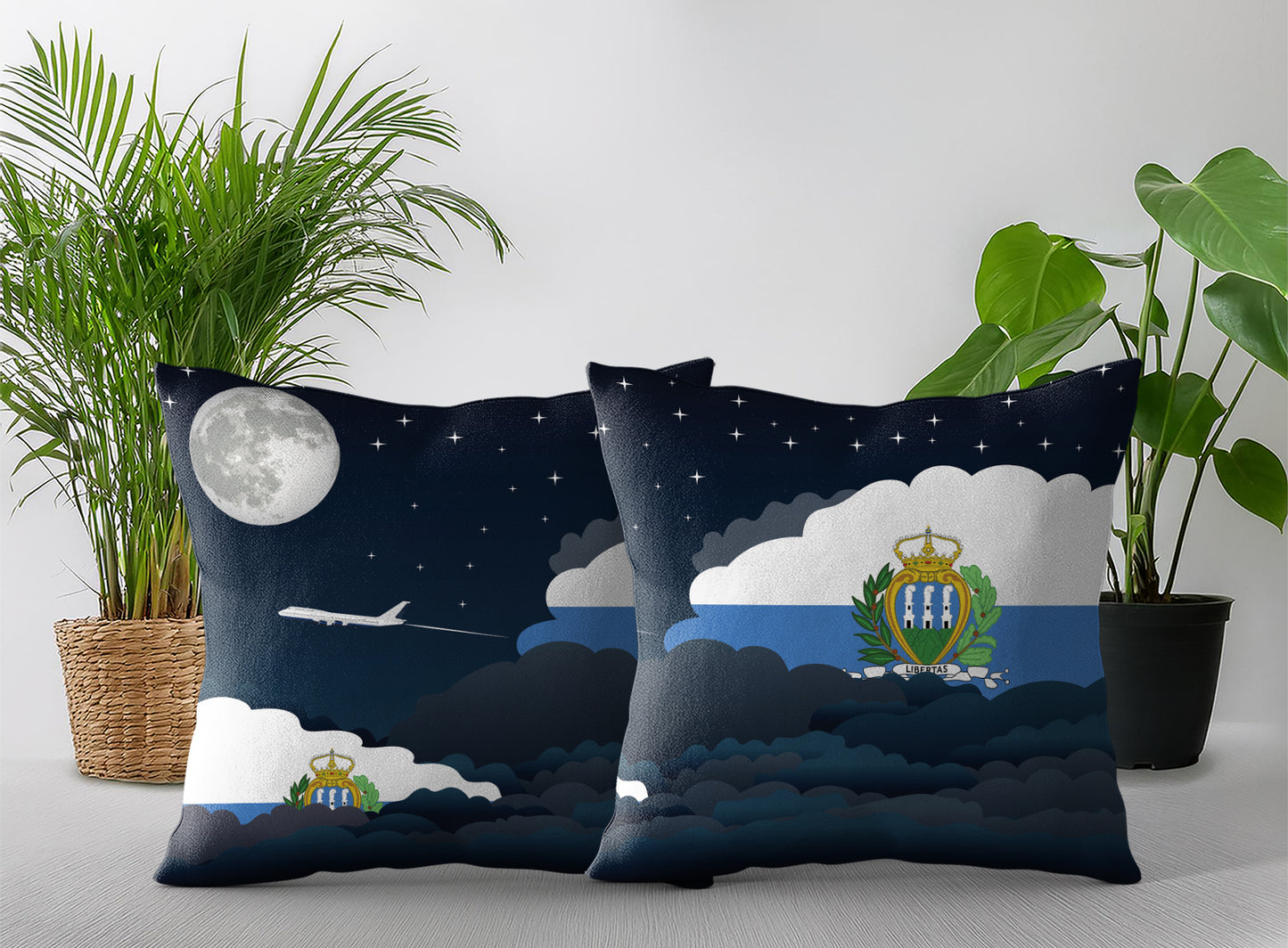 San Marino Night Clouds Pillow Case and Pillow Throw