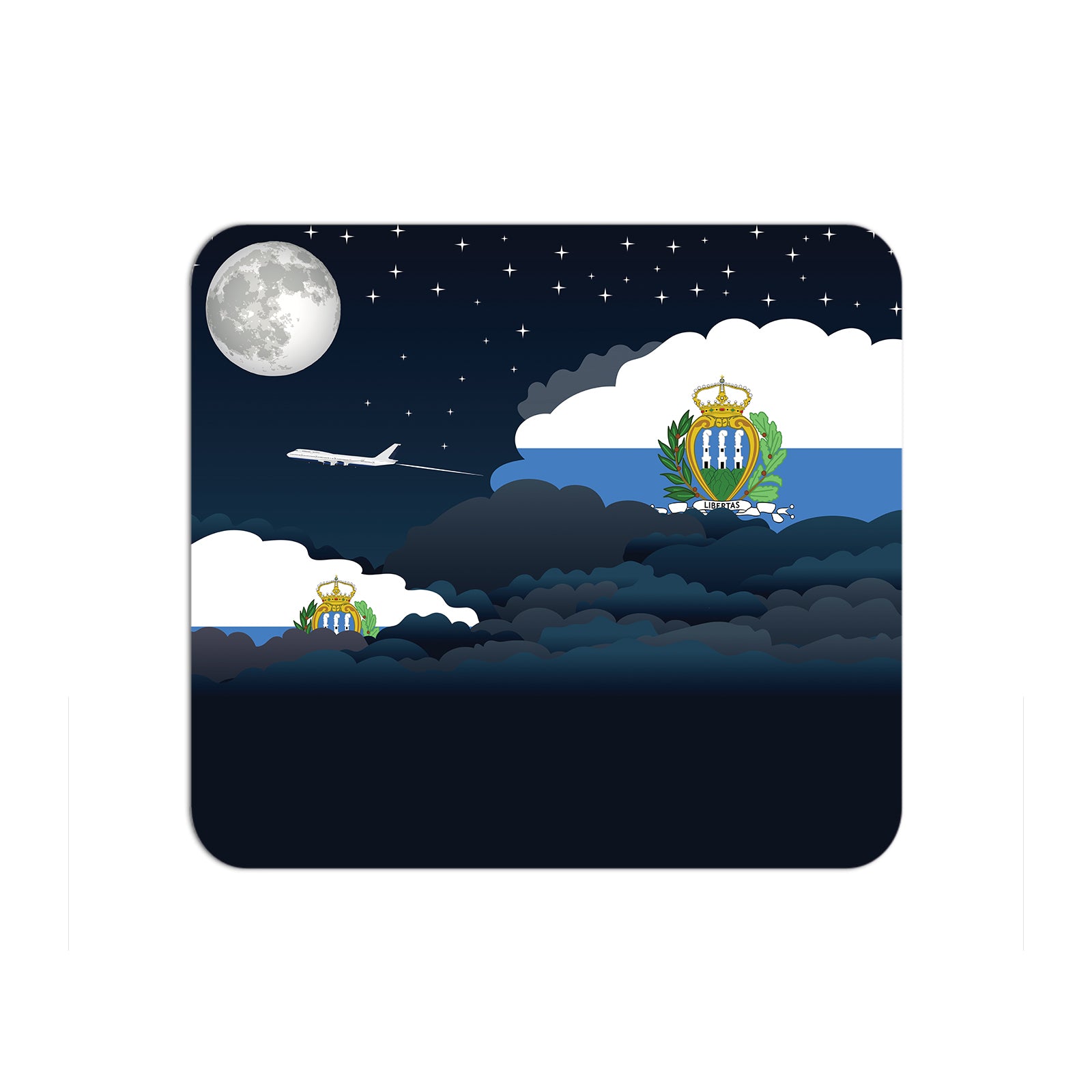San Marino Airplane Airport Flight Night Clouds Mousepad 