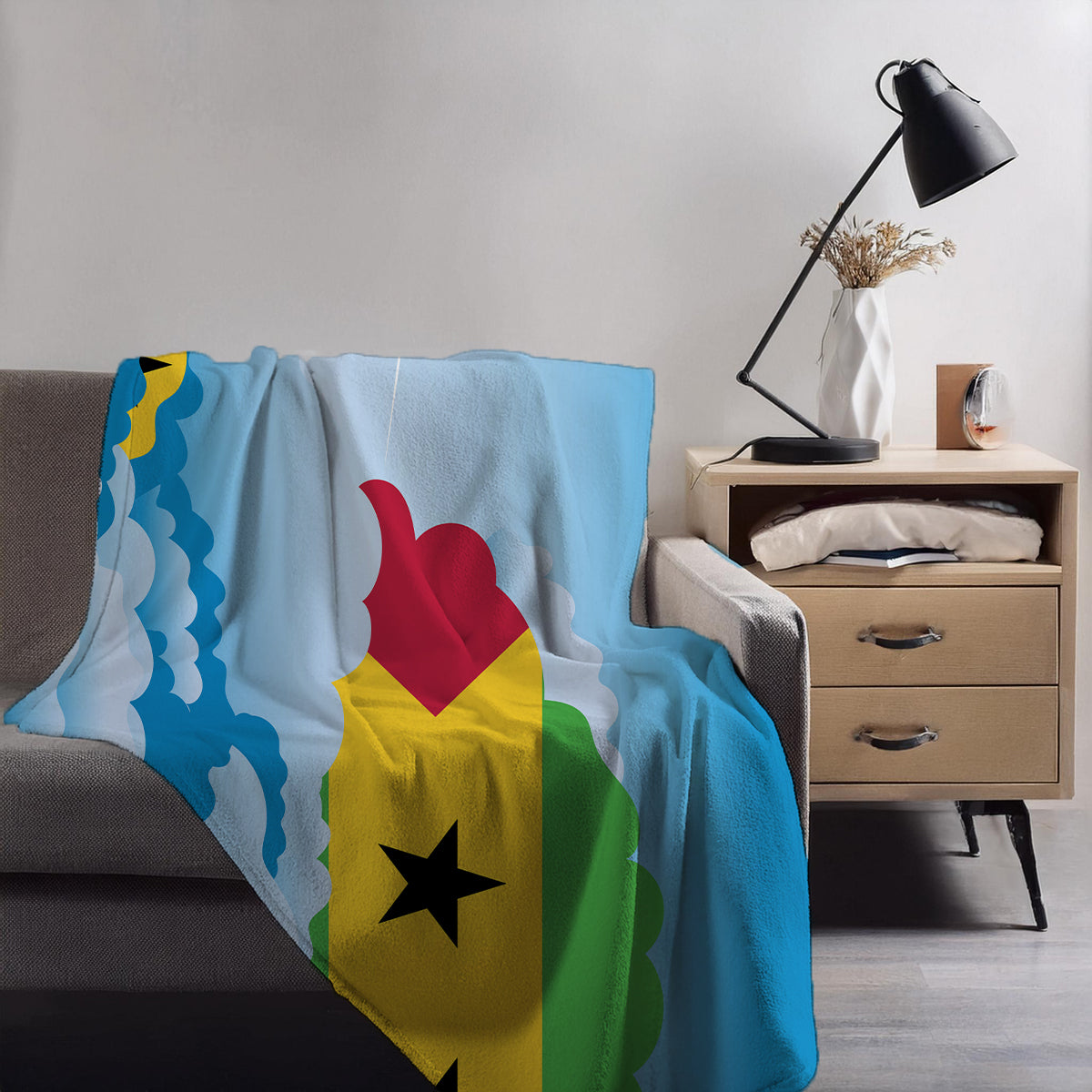 Sao Tome Case and Principe Day Clouds Blankets & Throws | Soft Premium Blankets | City Posters Plus