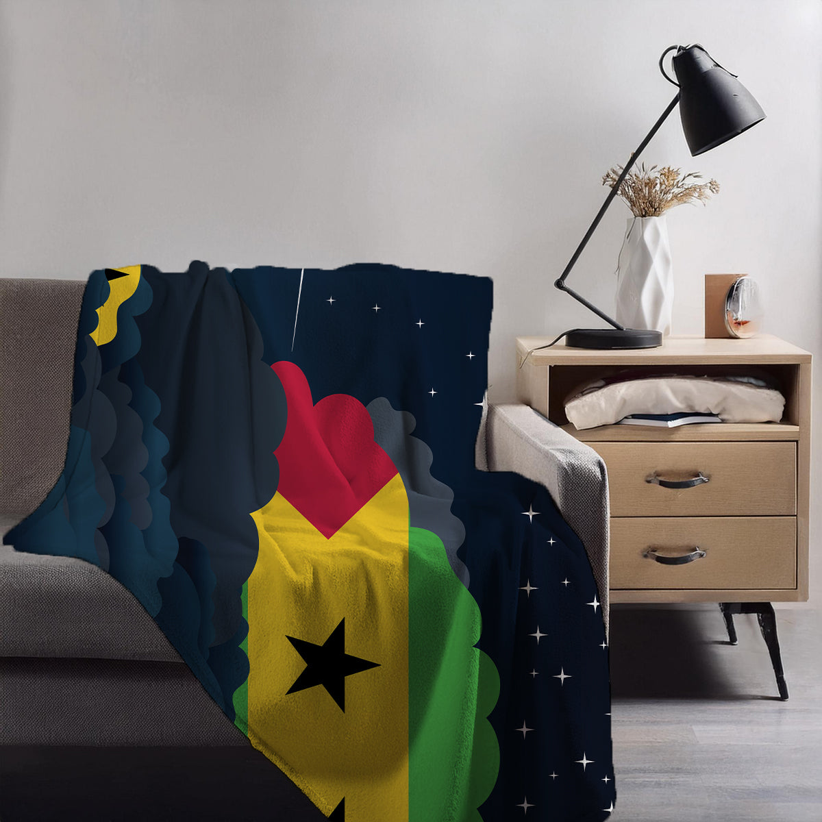 Sao Tome Case and Principe Night Clouds Blankets & Throws | Premium Soft Blankets | City Posters Plus