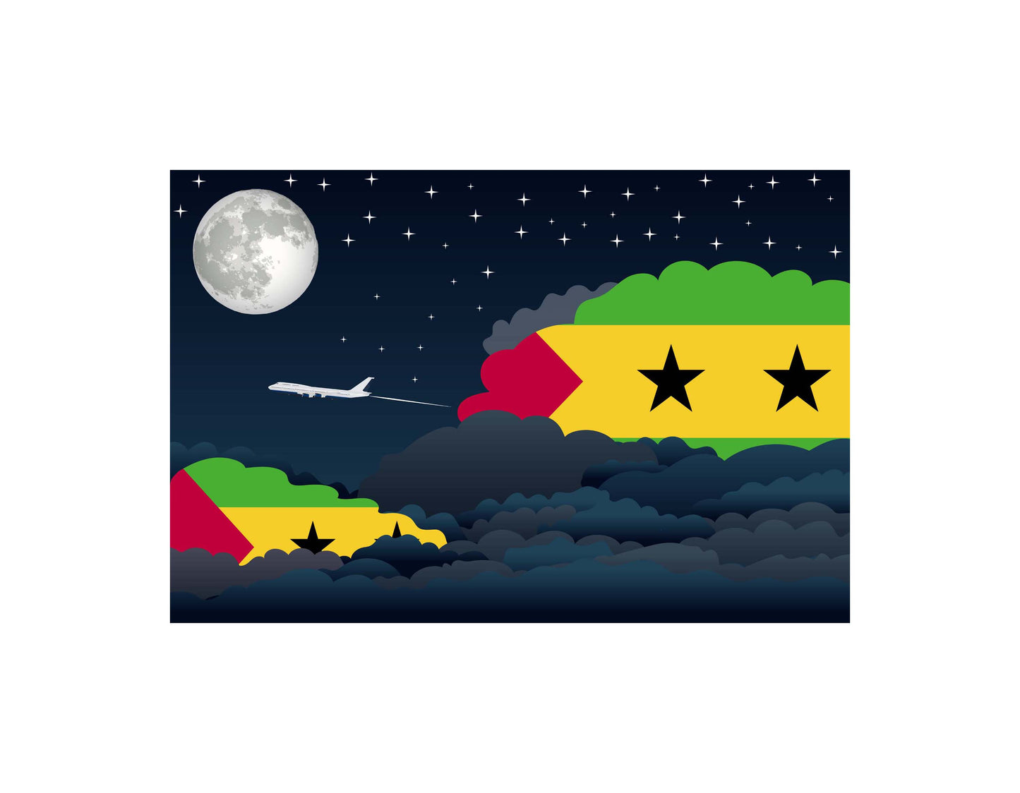 Sao Tome Case and Principe Night Clouds Blankets & Throws | Premium Soft Blankets | City Posters Plus