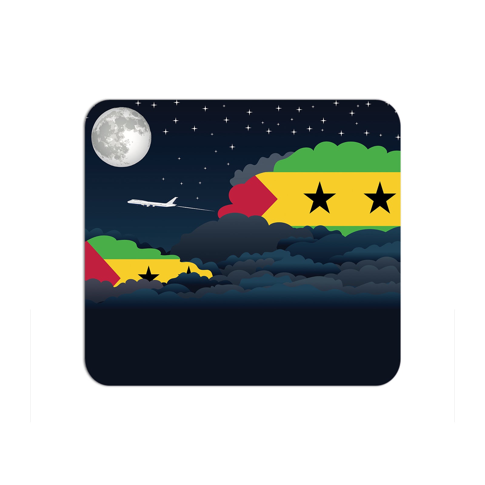 Sao Tome and Principe Airplane Airport Flight Night Clouds Mousepad 