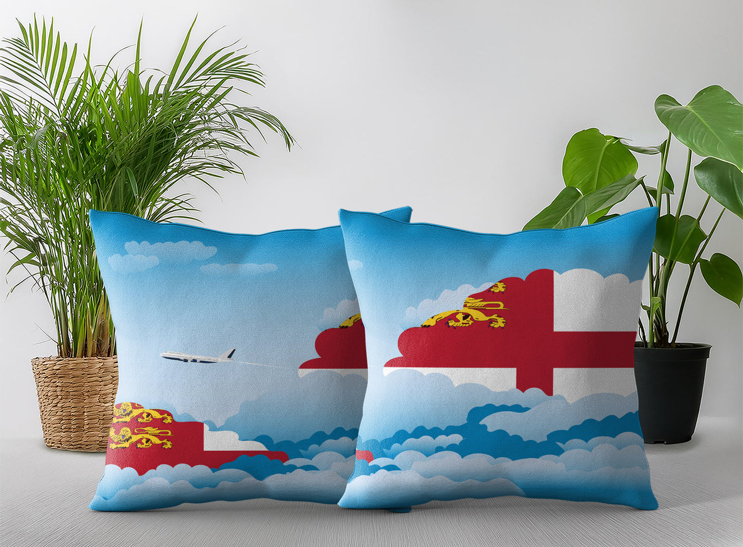 Sark World Airplane Day Clouds Square & Rectangle Pillow Cases | Aviation Decorative Pillow Covers