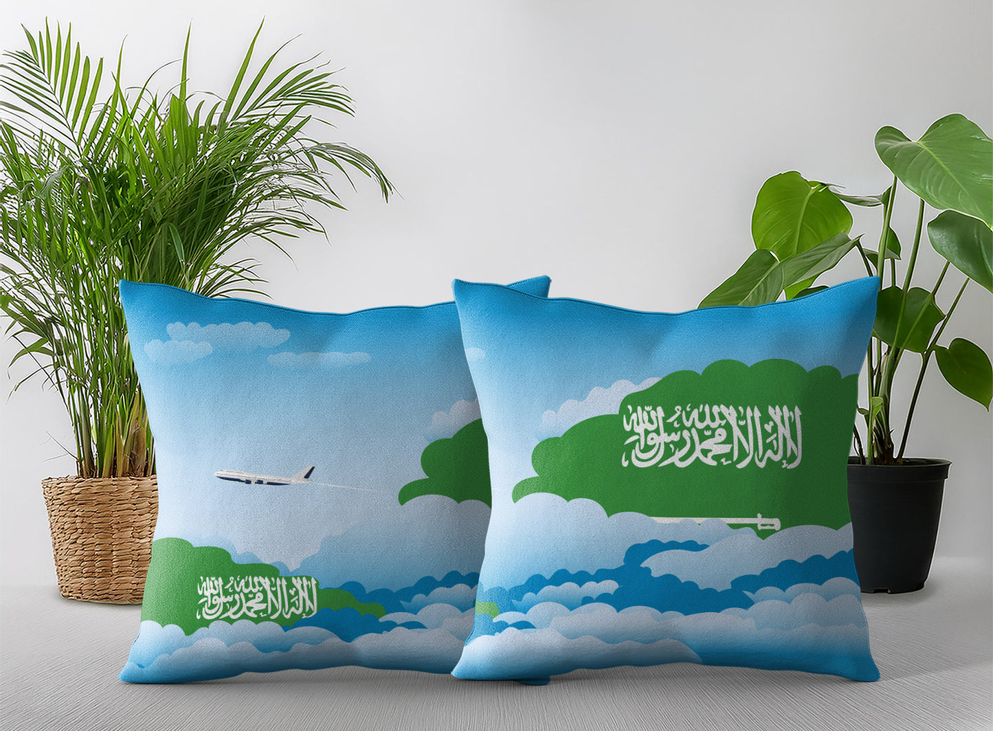Saudi Arabia Day Clouds Pillow Case and Pillow Throw