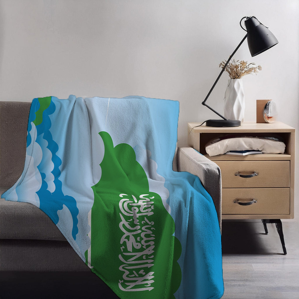 Saudi Arabia Day Clouds Blankets & Throws | Soft Premium Blankets | City Posters Plus