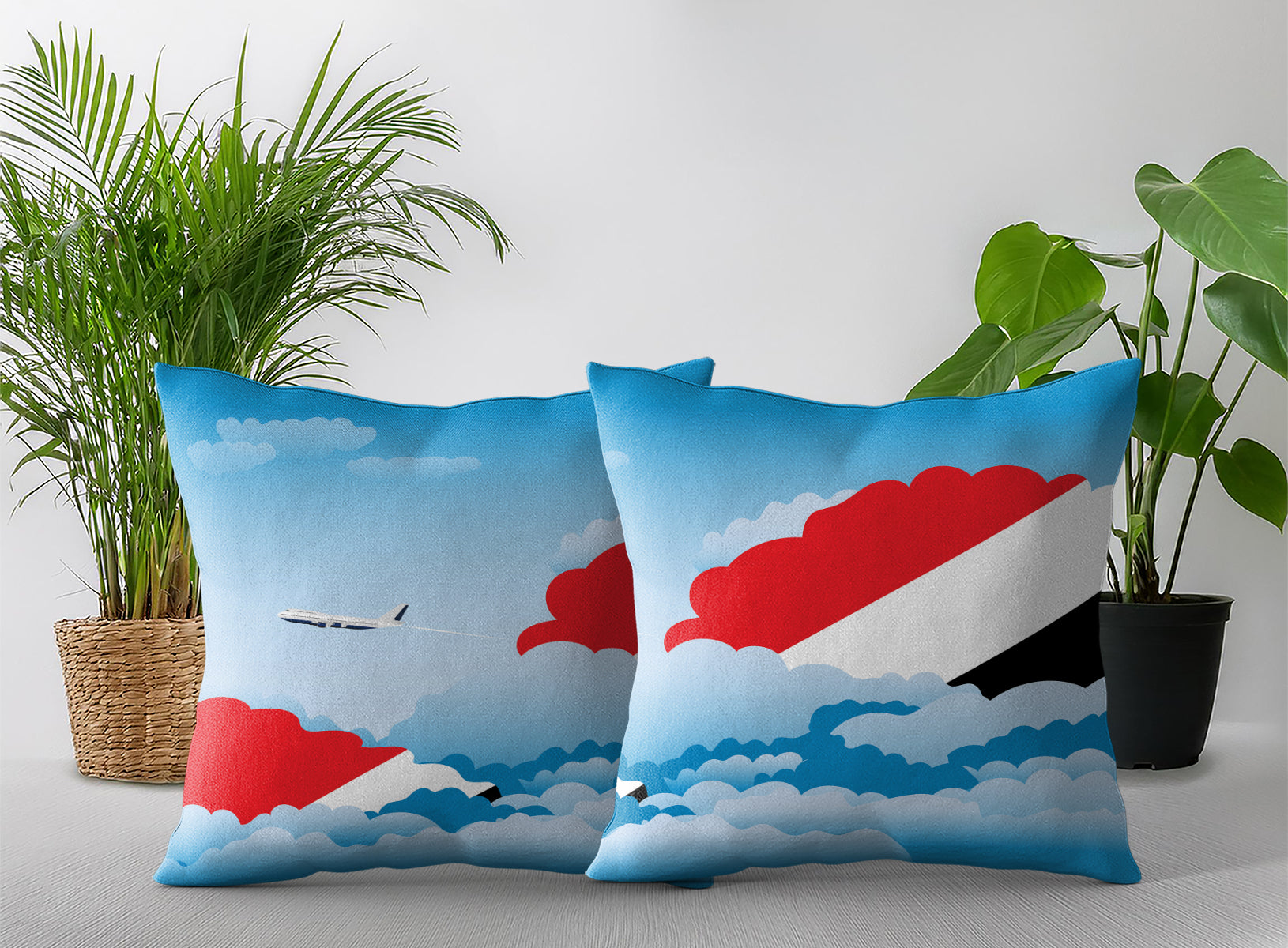 Sealand Principality of World Airplane Day Clouds Square & Rectangle Pillow Cases | Aviation Decorative Pillow Covers