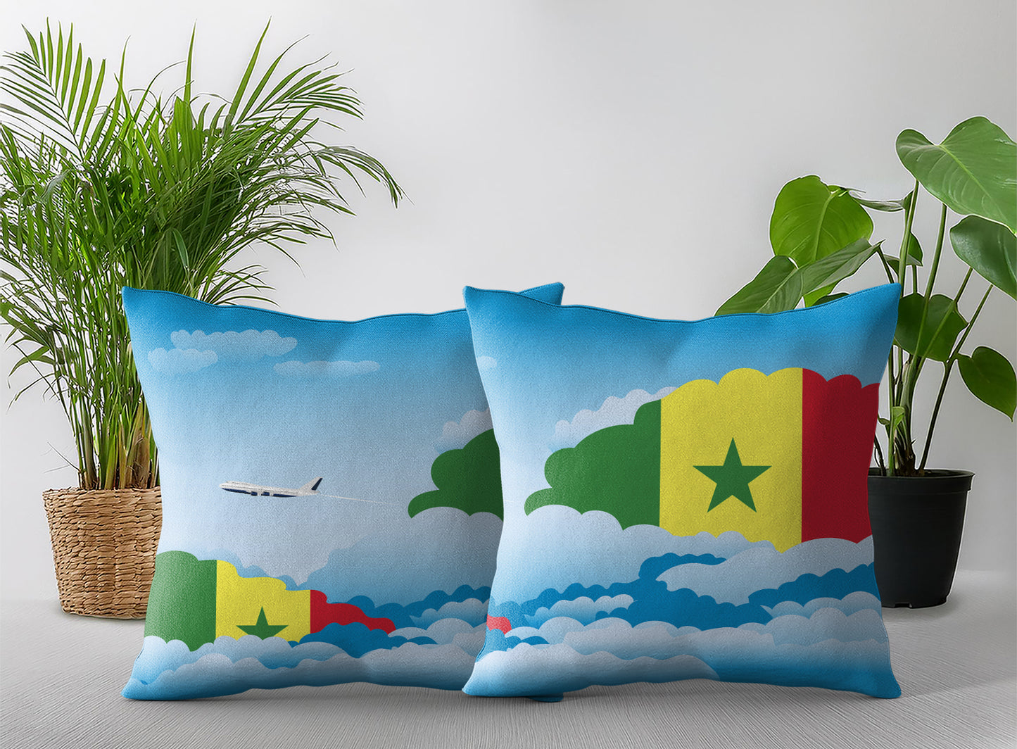 Senegal Day Clouds Pillow Case and Pillow Throw