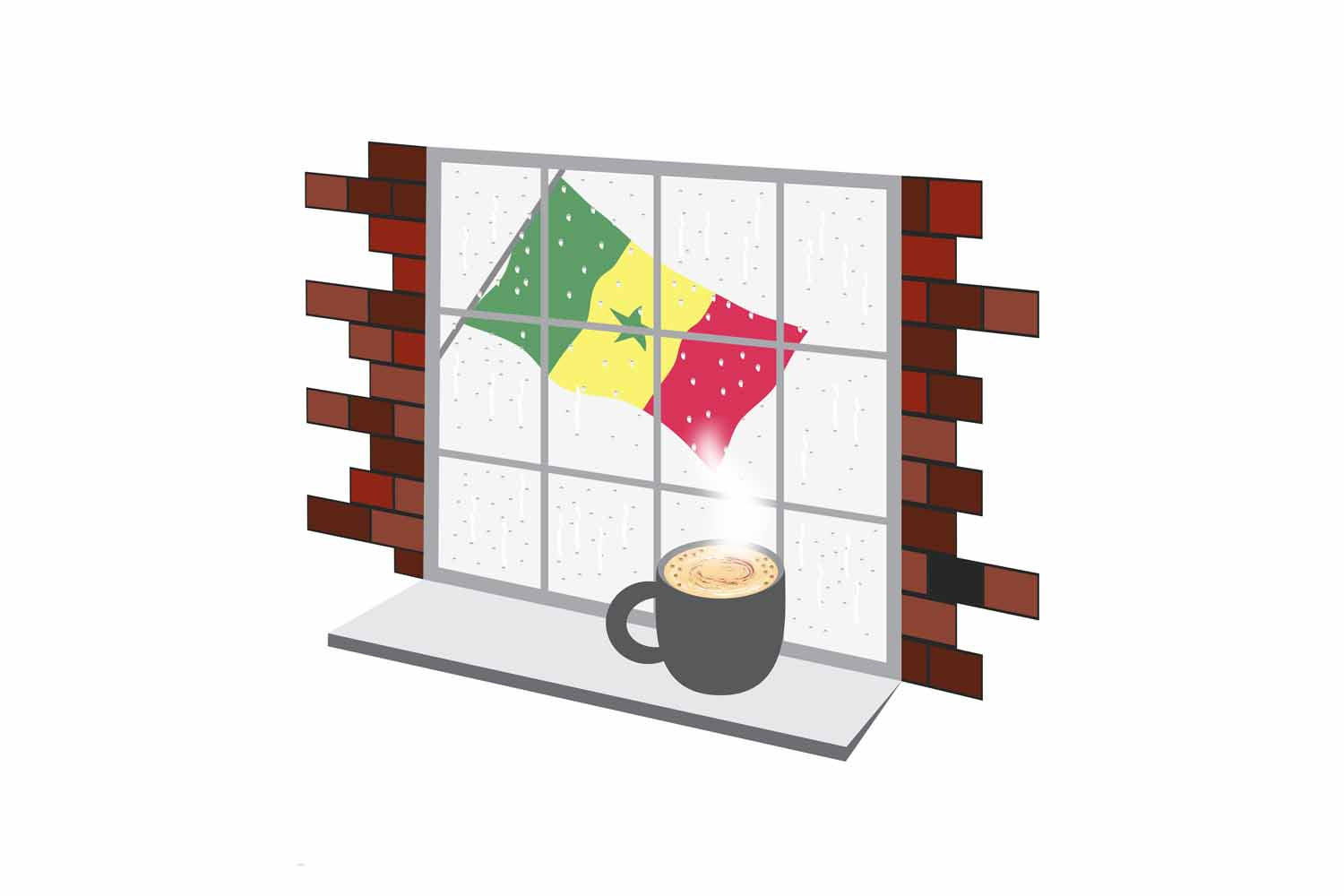 Senegal Coffee Rain Window Fridge Magnet