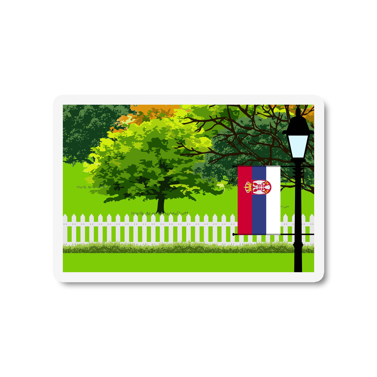 Serbia Trees Street Lamp Fridge Magnet