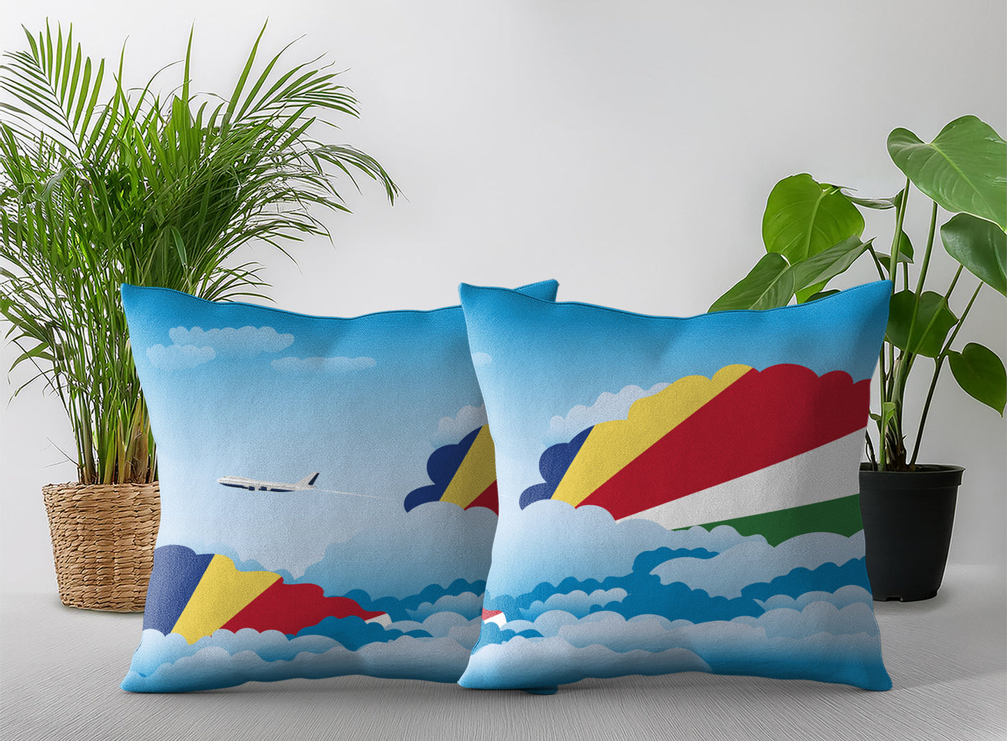 Seychelles Day Clouds Pillow Case and Pillow Throw