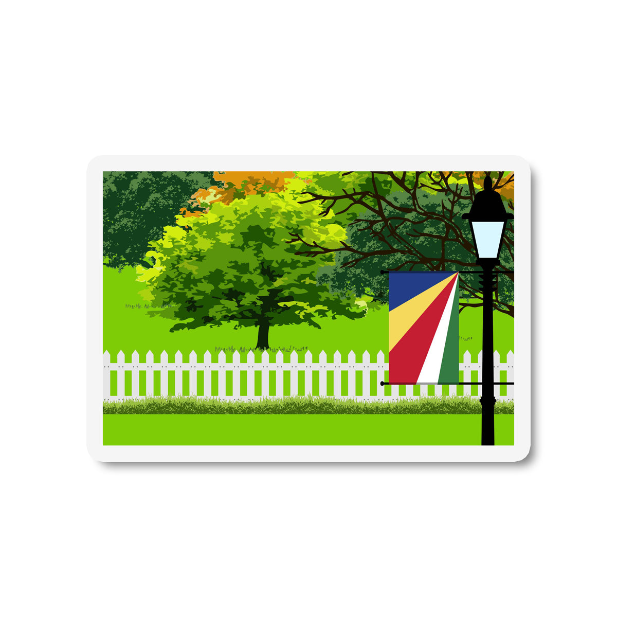 Seychelles Trees and Street Lamp Sticker