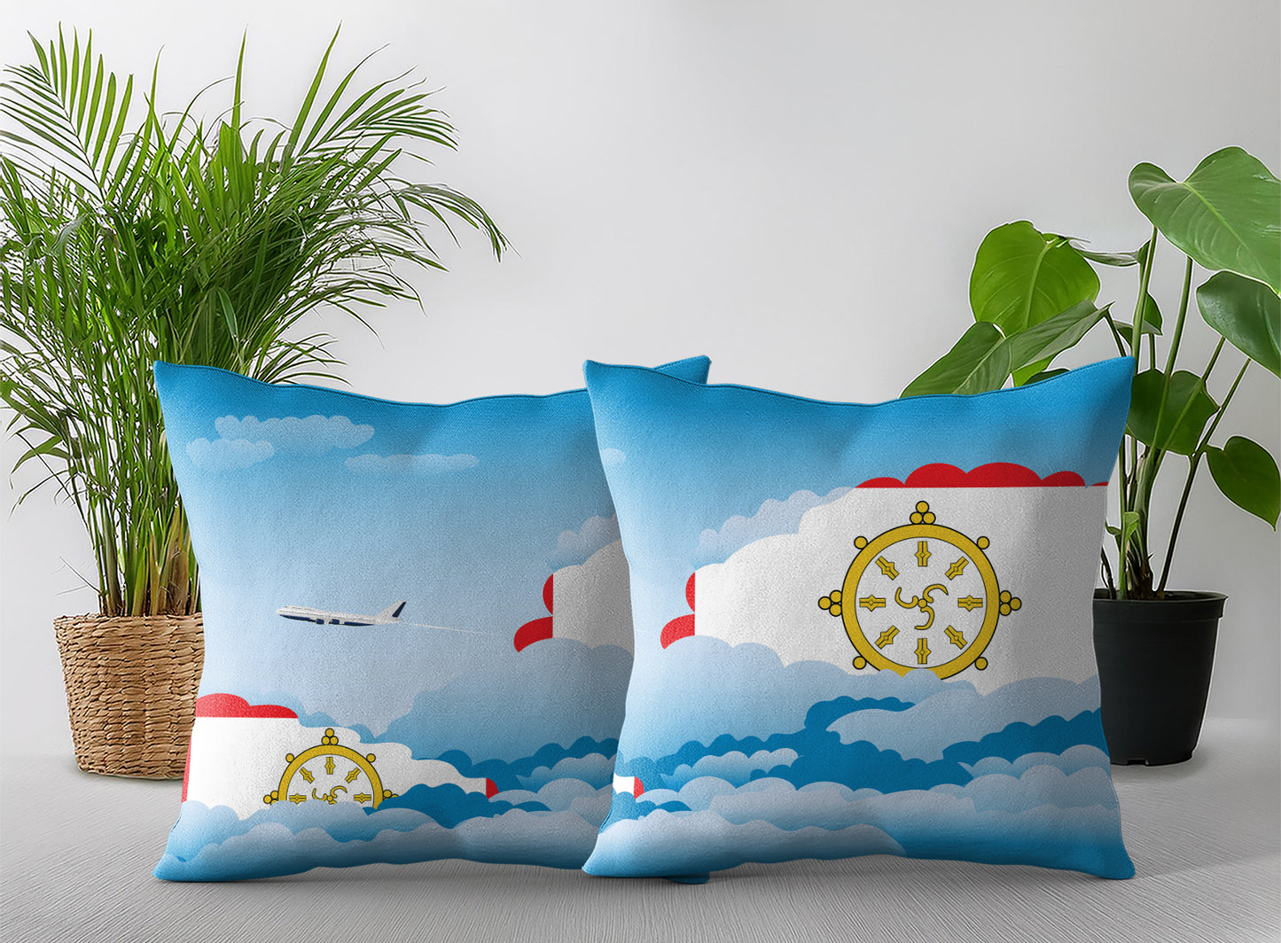 Sikkim Day Clouds Pillow Case and Pillow Throw