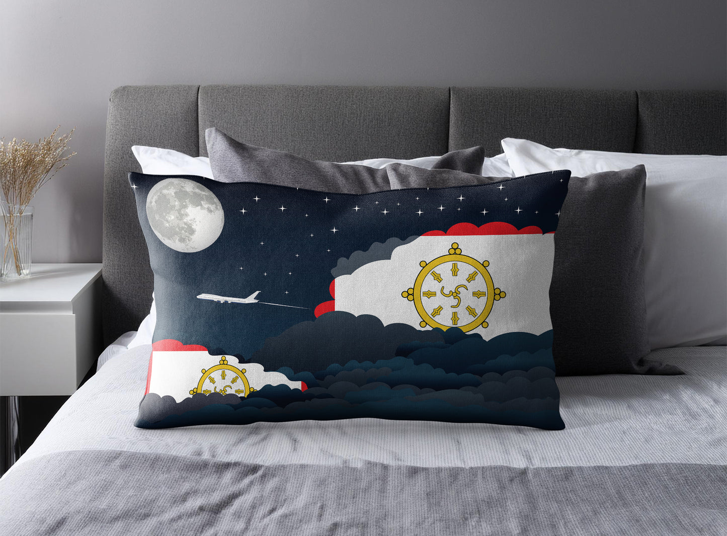 Sikkim World Airplane Night Clouds Square & Rectangle Pillow Cases | Aviation Night Sky Pillow Covers
