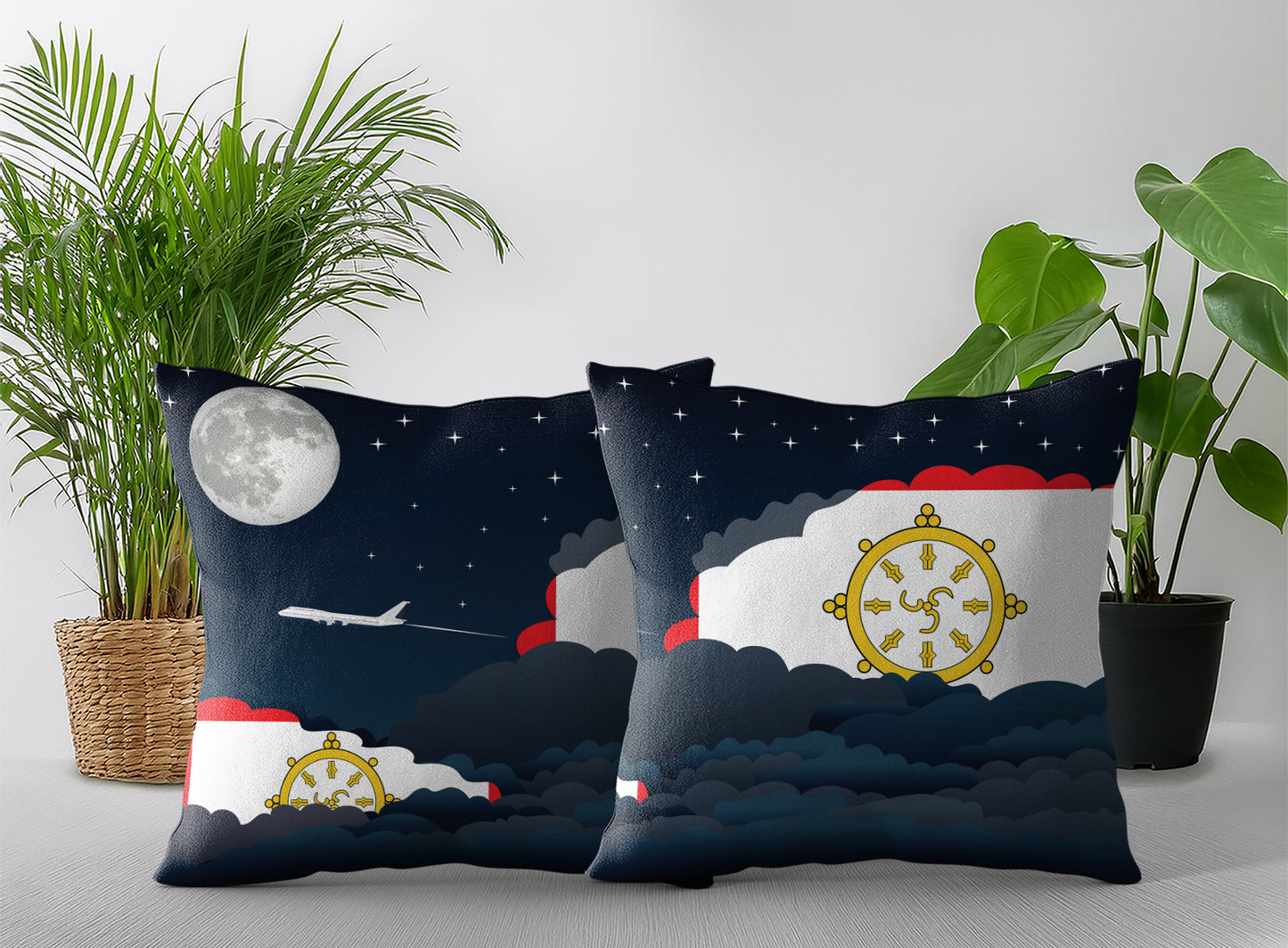 Sikkim Night Clouds Pillow Case and Pillow Throw