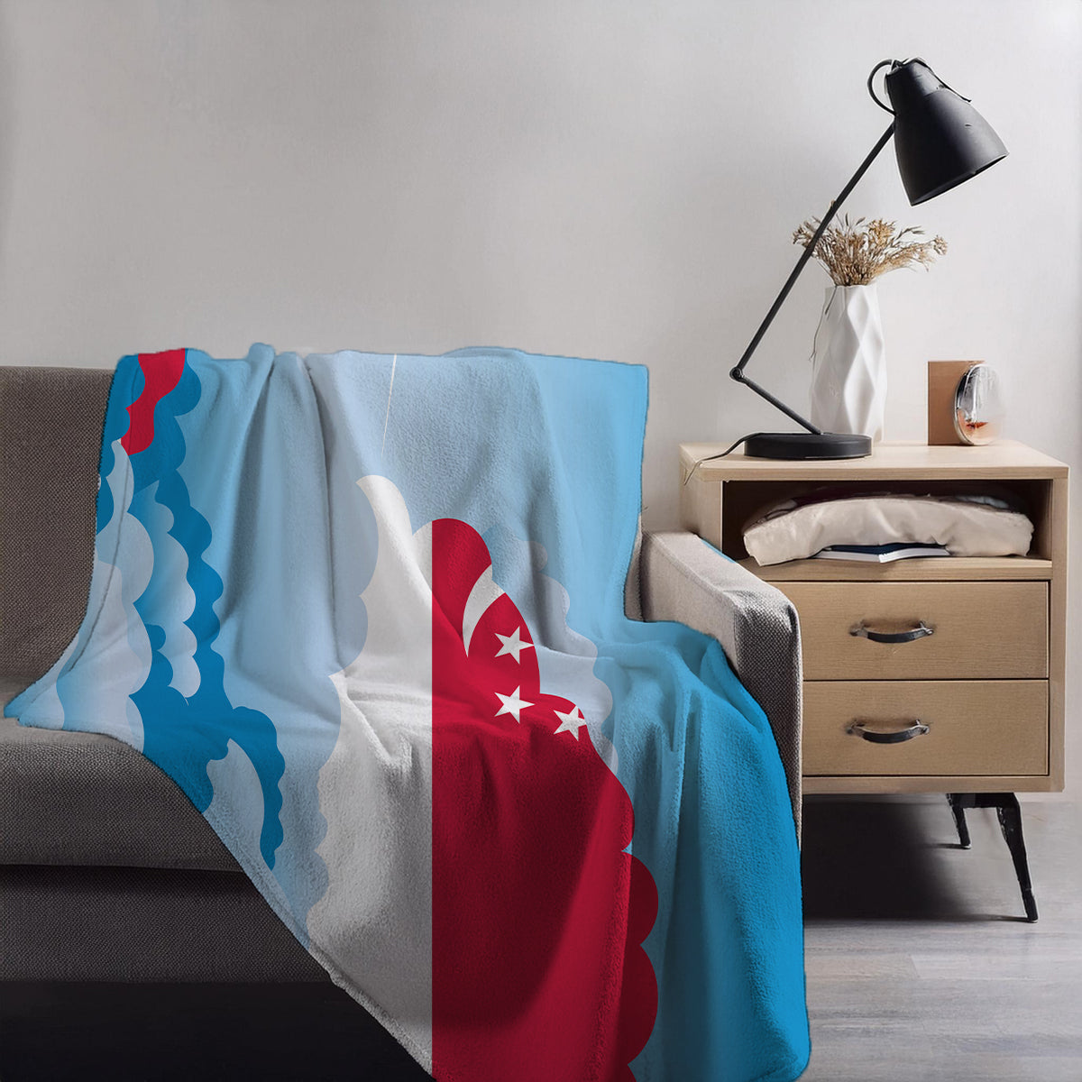 Singapore Day Clouds Blankets & Throws | Soft Premium Blankets | City Posters Plus