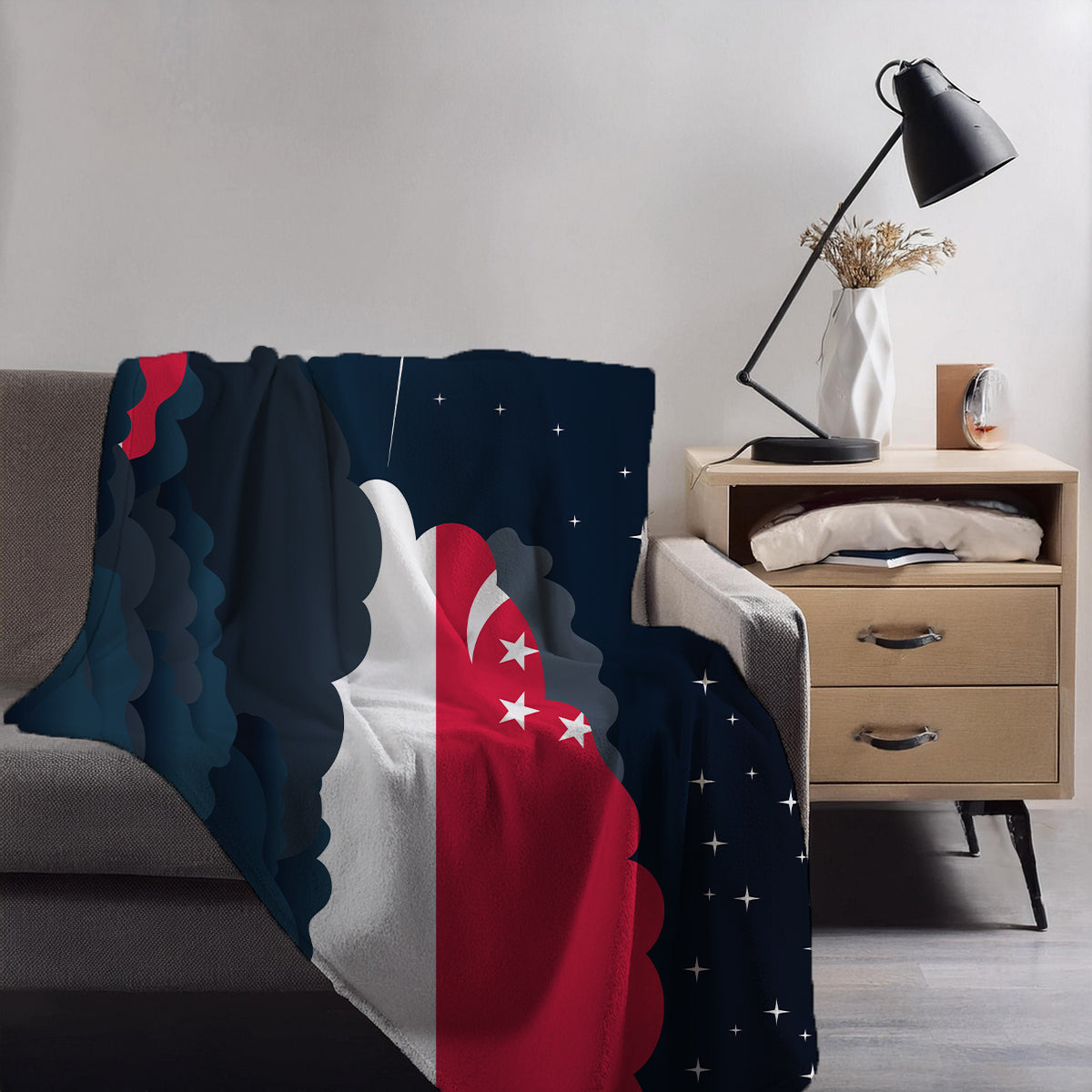 Singapore Night Clouds Blankets & Throws | Premium Soft Blankets | City Posters Plus