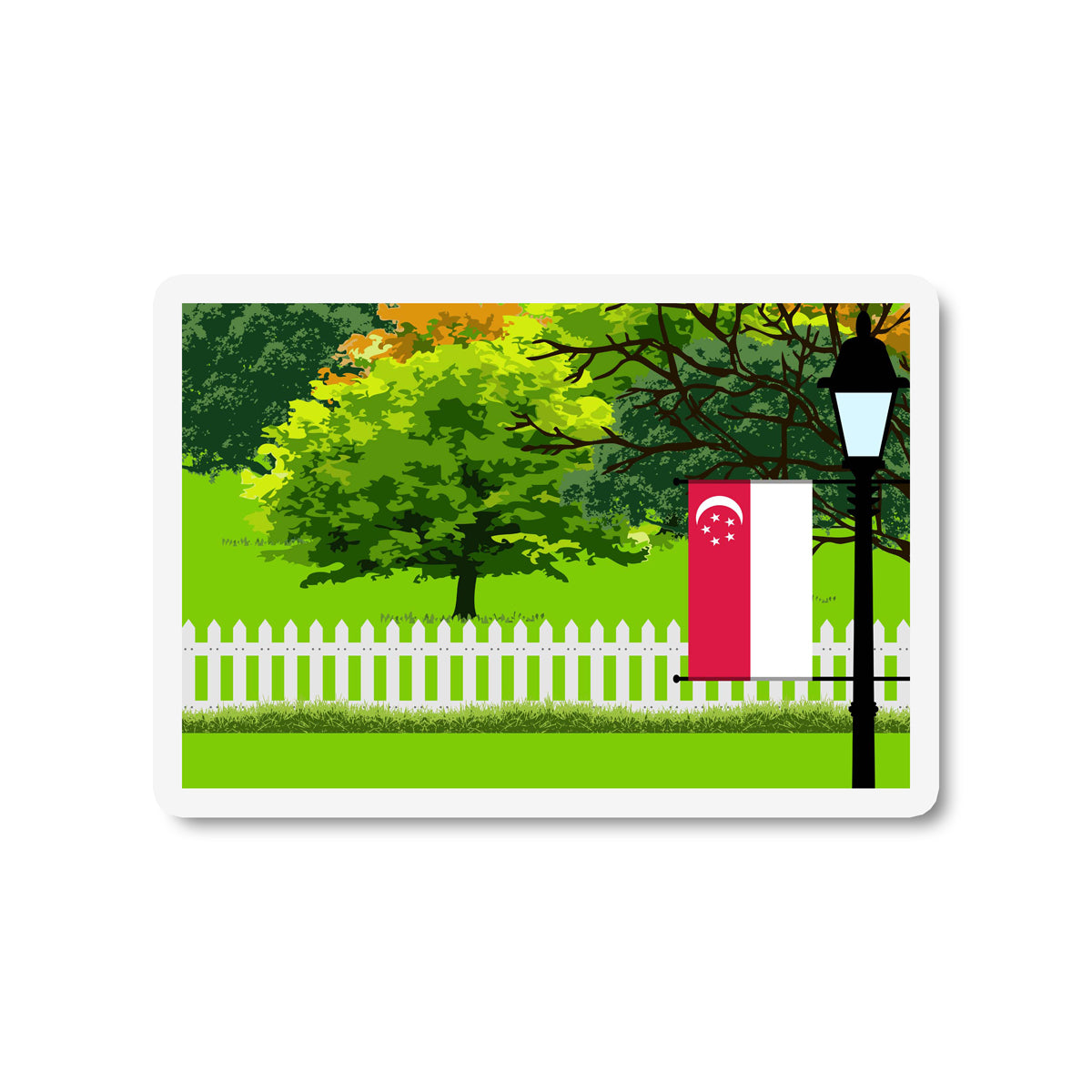 Singapore Trees Street Lamp Fridge Magnet