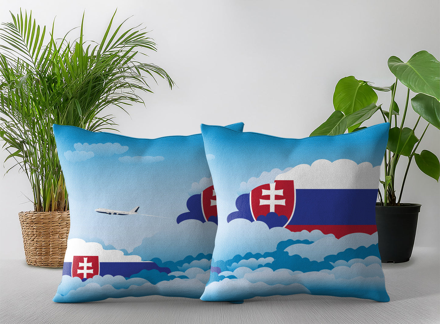Slovakia World Airplane Day Clouds Square & Rectangle Pillow Cases | Aviation Decorative Pillow Covers