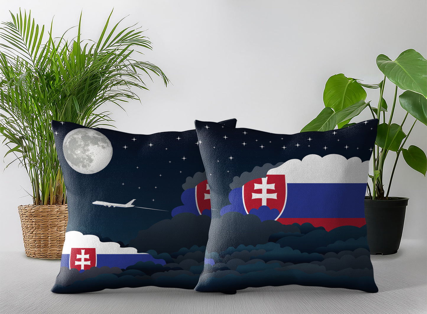 Slovakia Night Clouds Pillow Case and Pillow Throw