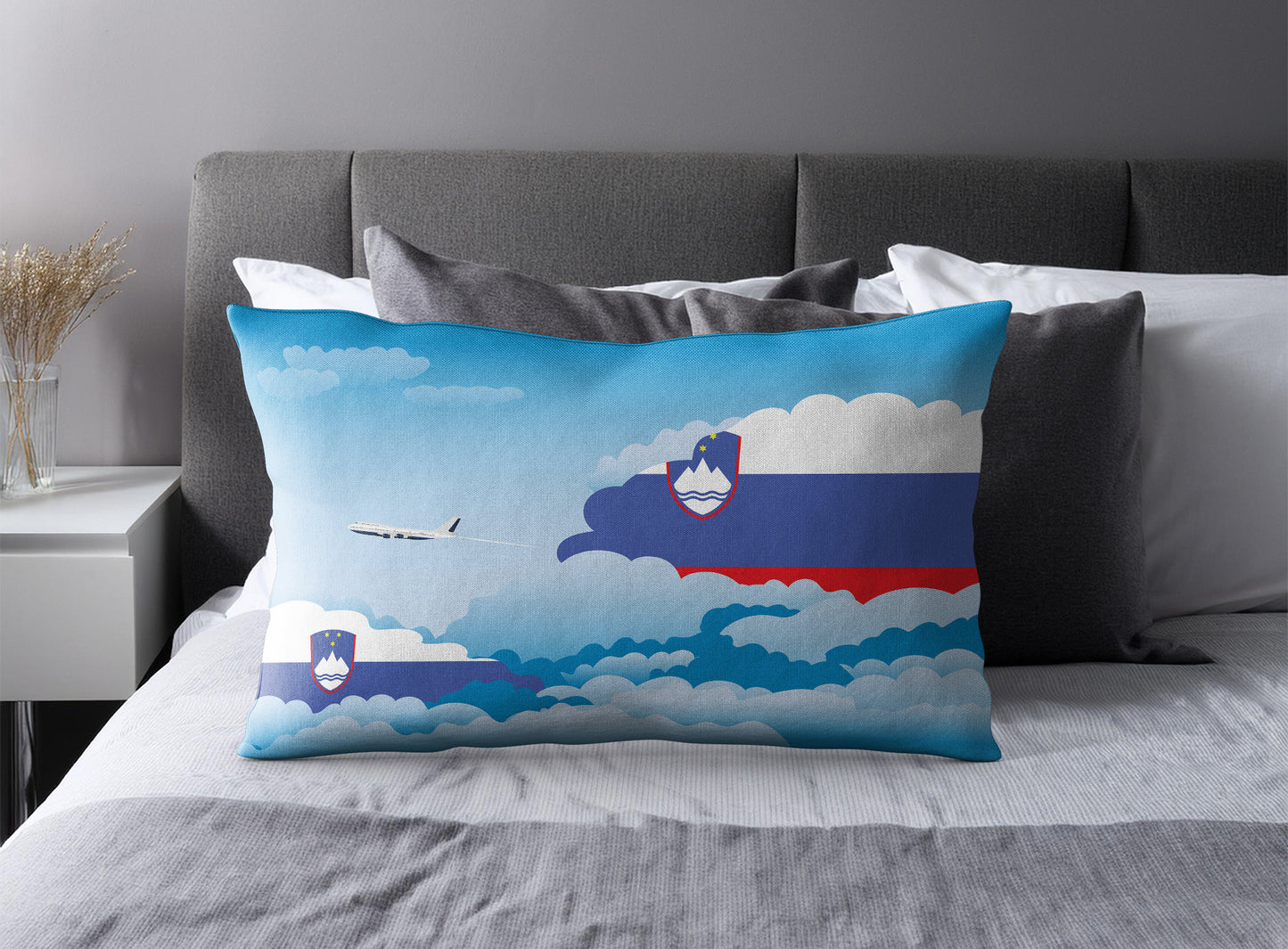 Slovenia World Airplane Day Clouds Square & Rectangle Pillow Cases | Aviation Decorative Pillow Covers