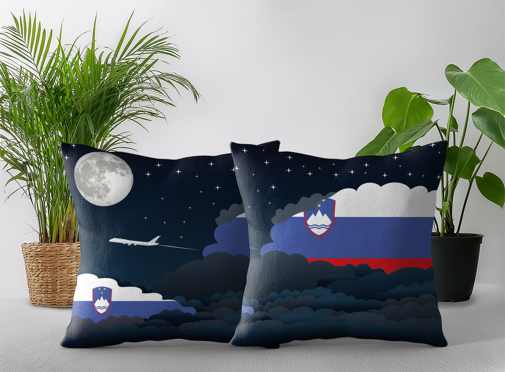 Slovenia Night Clouds Pillow Case and Pillow Throw