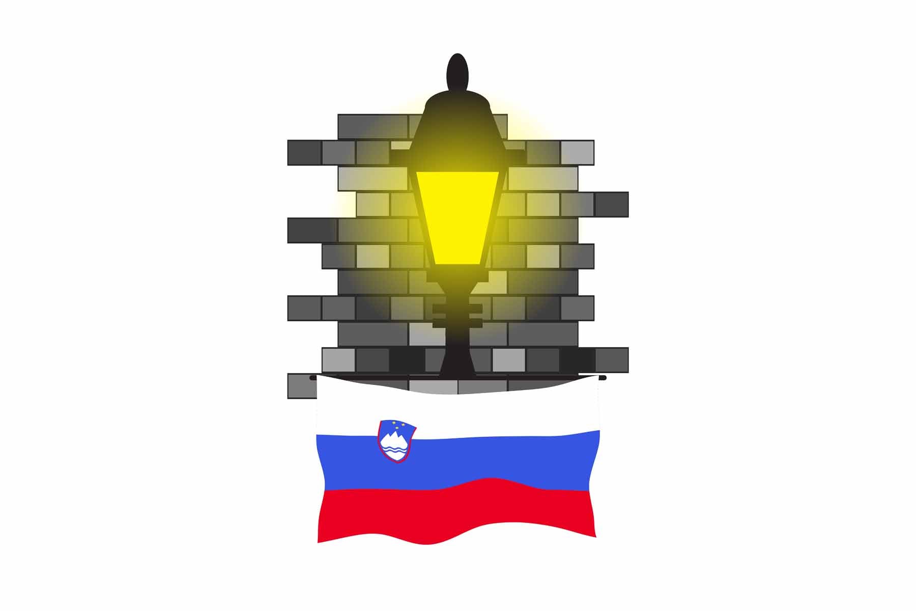 Slovenia Street Lamp Bricks Fridge Magnet