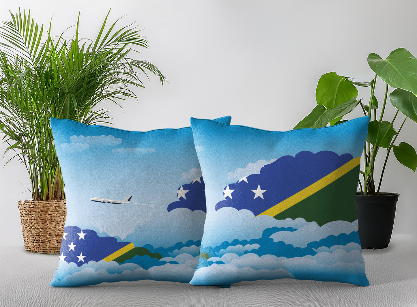Solomon Islands World Airplane Day Clouds Square & Rectangle Pillow Cases | Aviation Decorative Pillow Covers