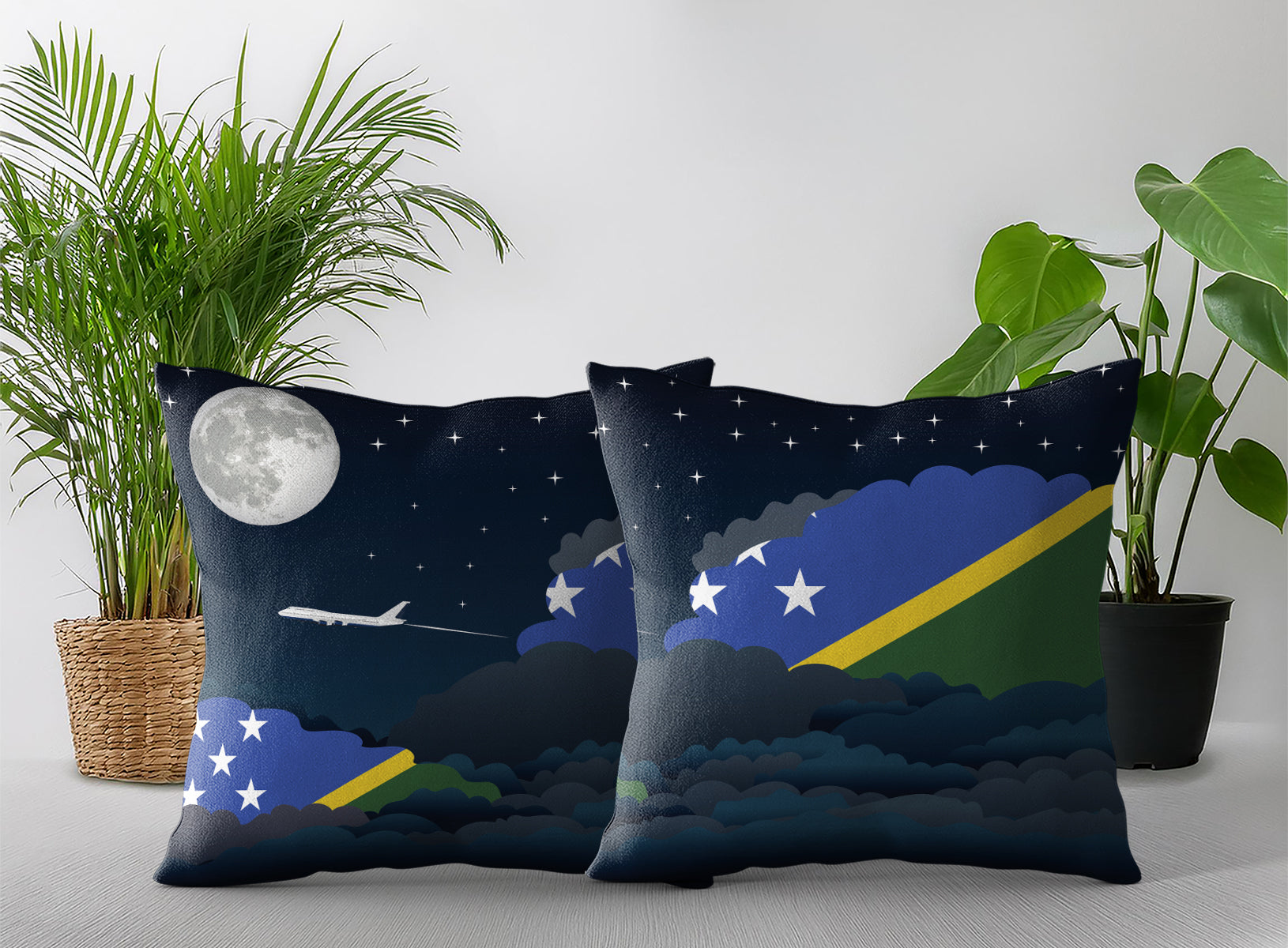 Solomon Islands Night Clouds Pillow Case and Pillow Throw