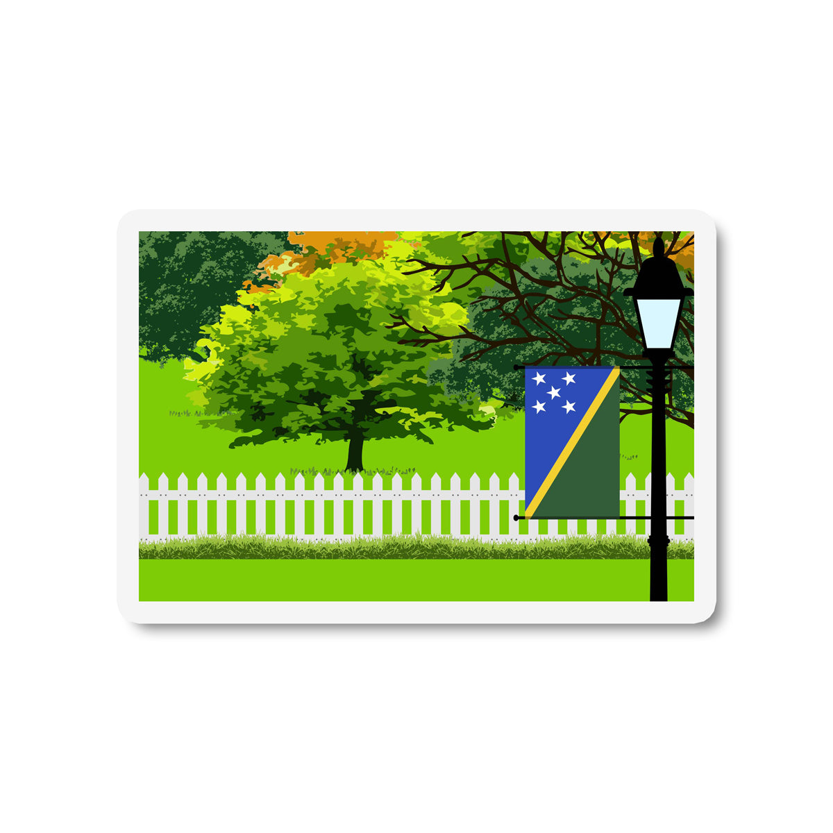 Solomon Islands Trees and Street Lamp Sticker